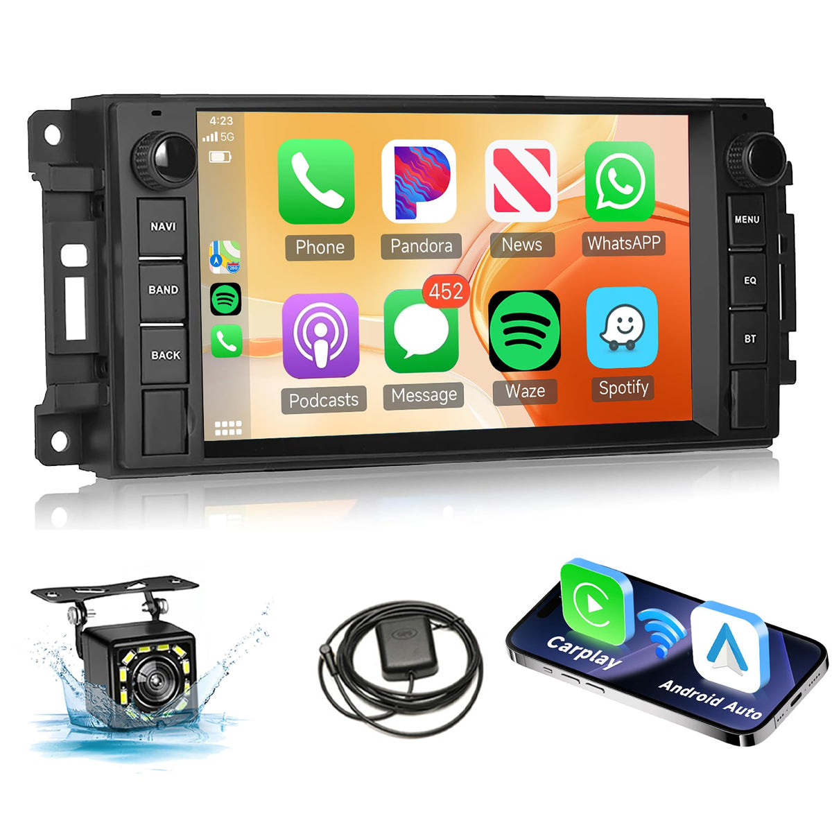 Android 13 Car Stereo Radio Wireless Carplay For Jeep Wrangler Dodge Ram Avenger Challenger Chrysler, Rimoody 7'' Touchscreen An