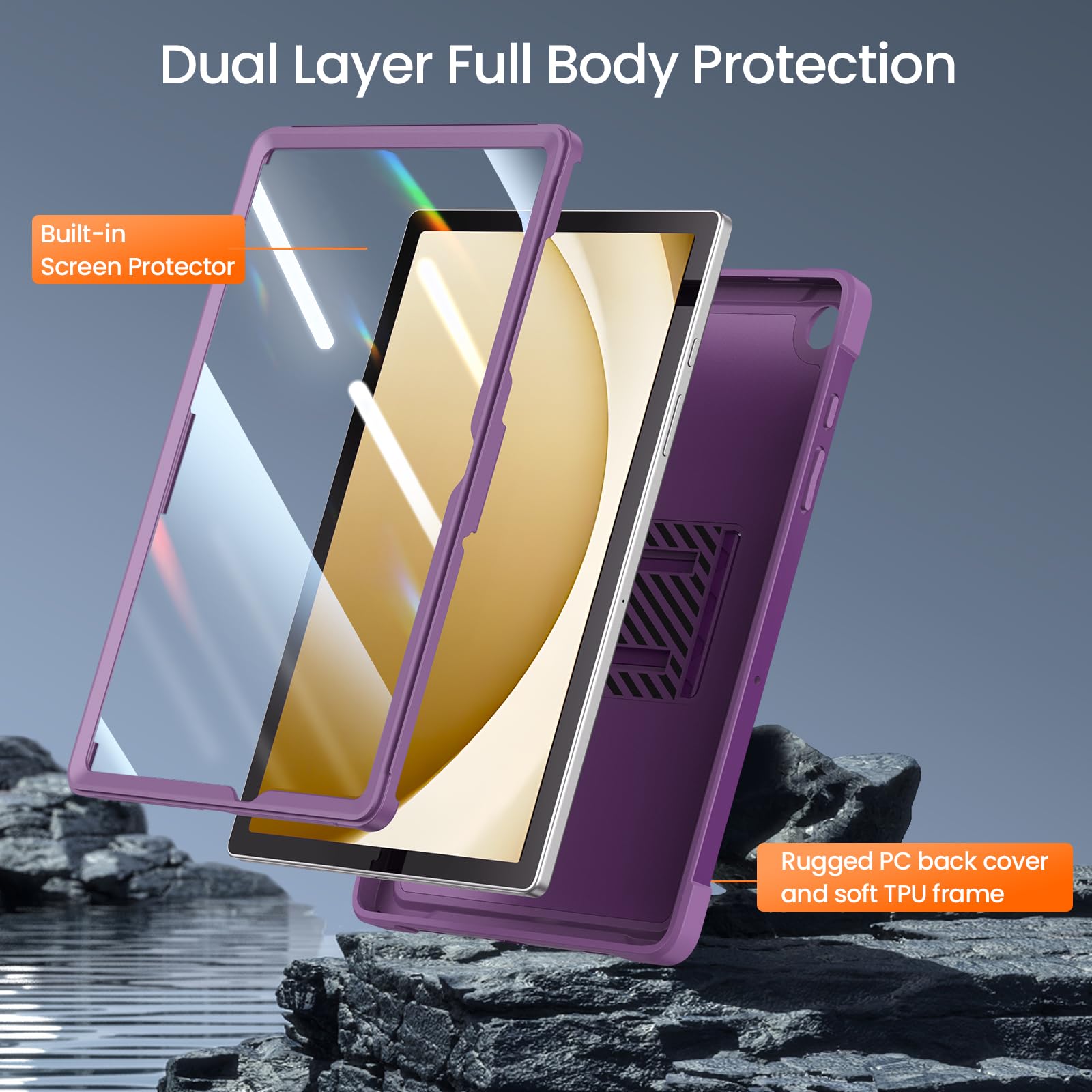 Ztotopcases For Samsung Galaxy Tab A9 Plus 11 Inch 5G 2023 Case, Built In Screen Protector/Kickstand/Full Body Dual Layer Shockp
