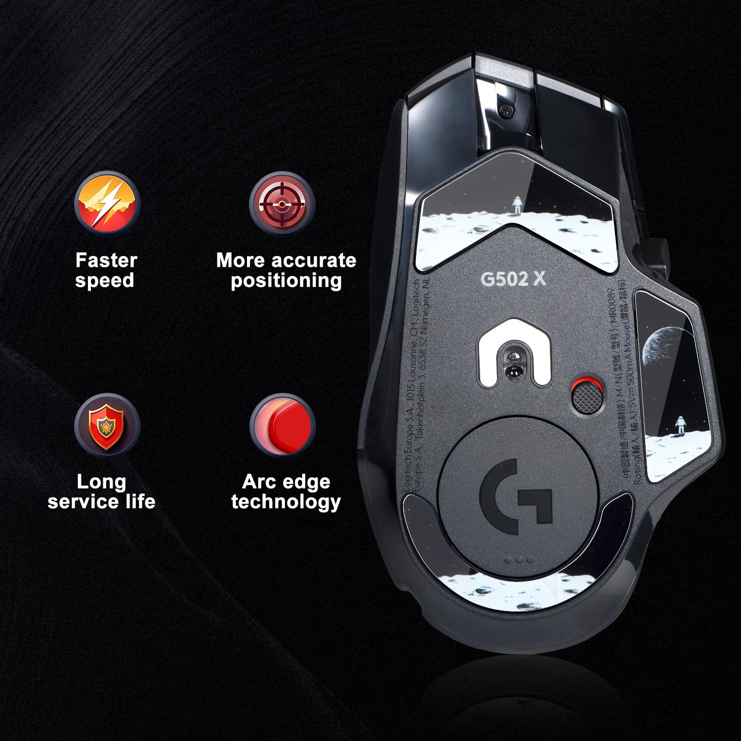 Immoenuc Glass Mouse Skates For Logitech G502 X Plus & G502 X Lightspeed Wireless Gaming Mouse Feet Pads Smooth Durable Game Mou