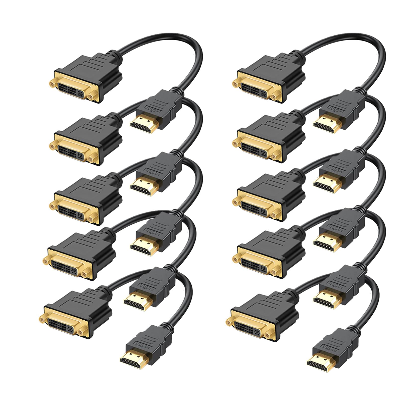 Anbear Hdmi To Dvi Cable, Bi Directional Hdmi Male To Dvi D(24+1) Female Adapter, 4K Dvi To Hdmi Conveter (10 Pack, Dvi D)
