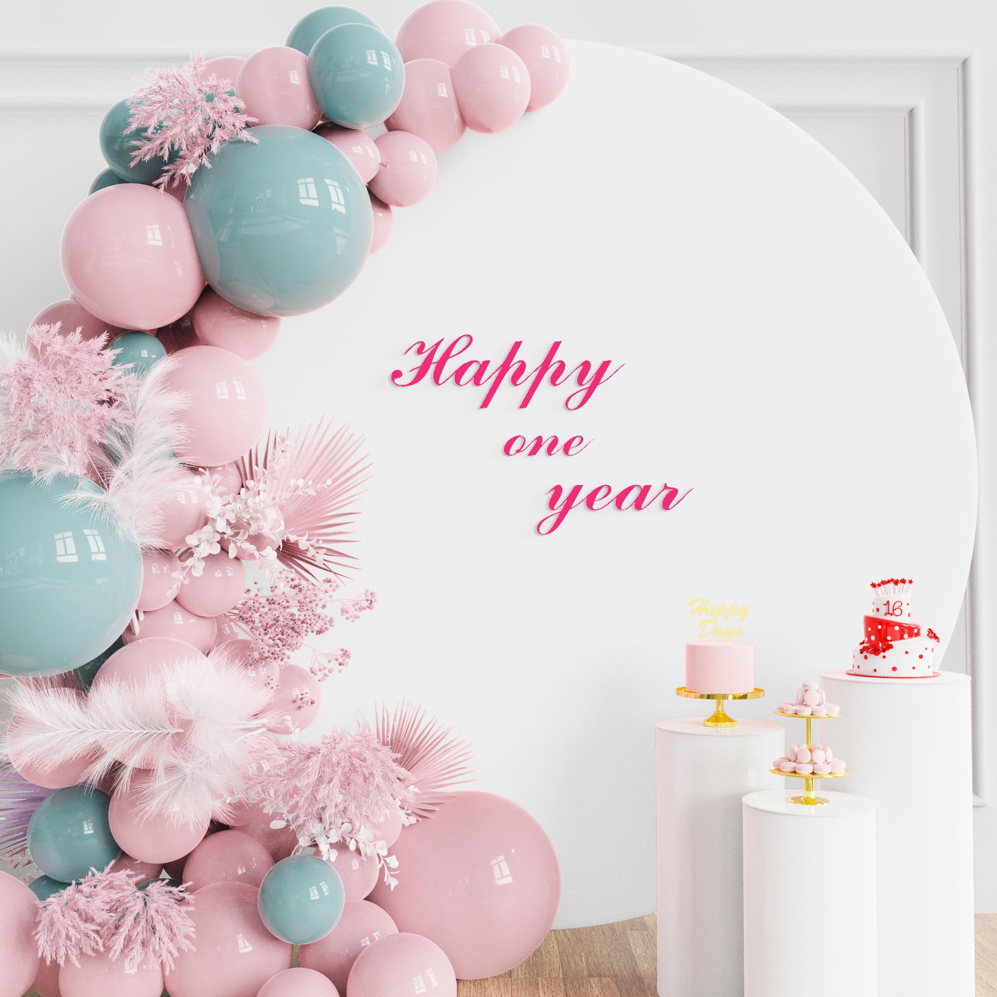 Wokceer 6.6Ft Round Backdrop Cover White Round Arch Covers With Buckles Polyster Circle Balloon Arch Cover For Wedding Birthday