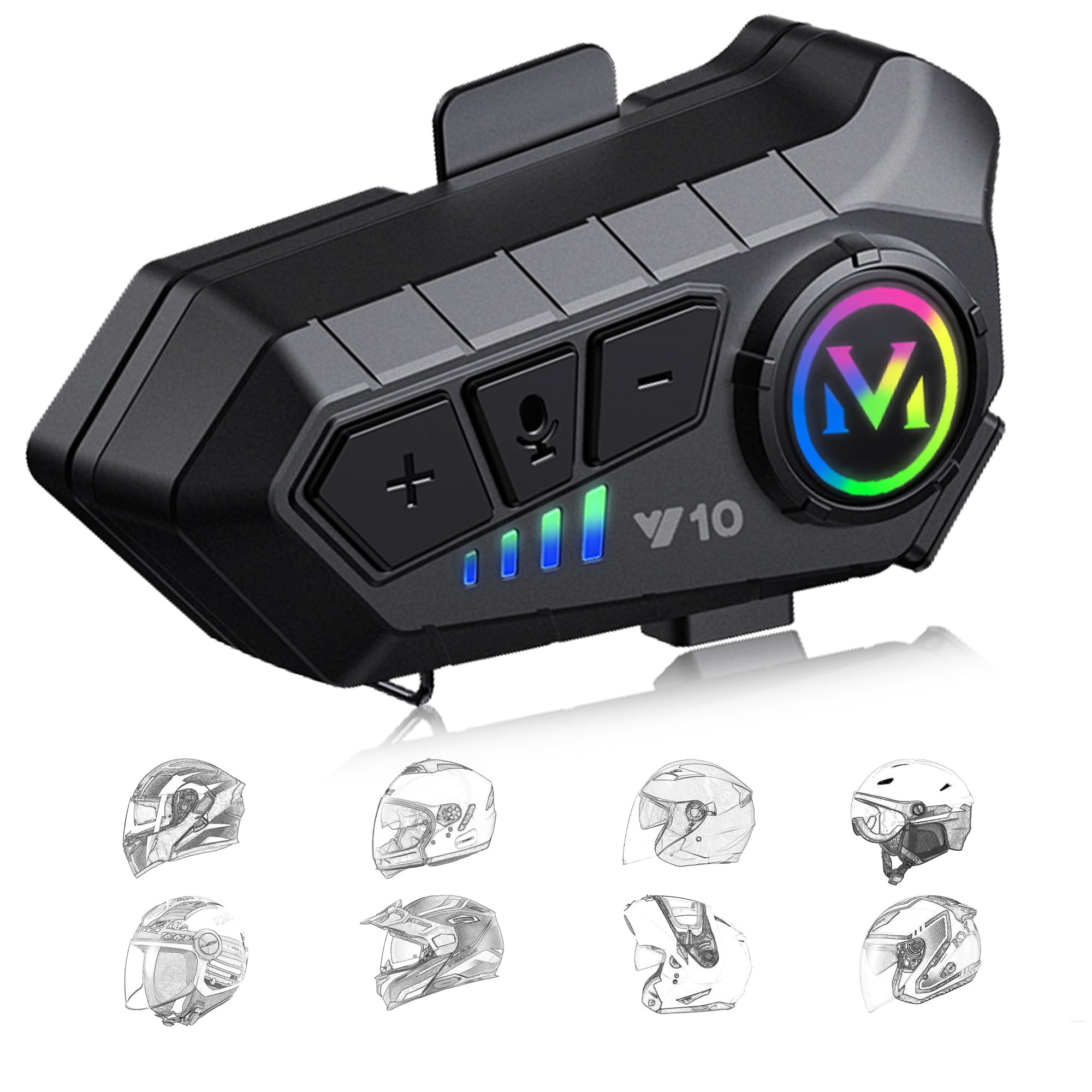 Sounce Bluetooth Motorcycle Helmet Headset With Dual Phone Connection, Wireless 5.3, HandsFree Calling, Music & Gps Navigation 