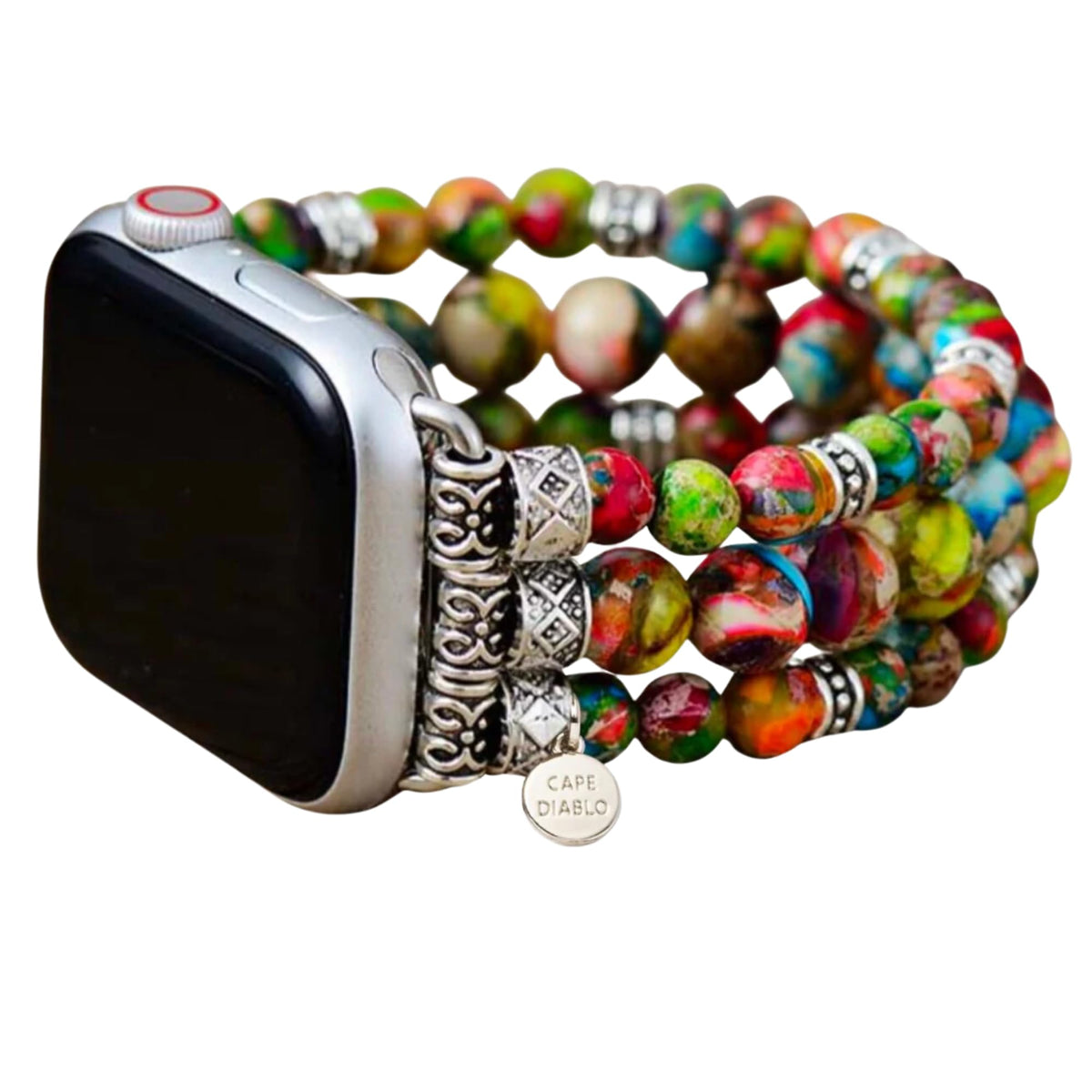 Cape Diablo Smart Watch Band For Women - Handmade Gemstone Strap - Compatible With 38Mm-45Mm Apple Faces (Vineyard Jasper, Large
