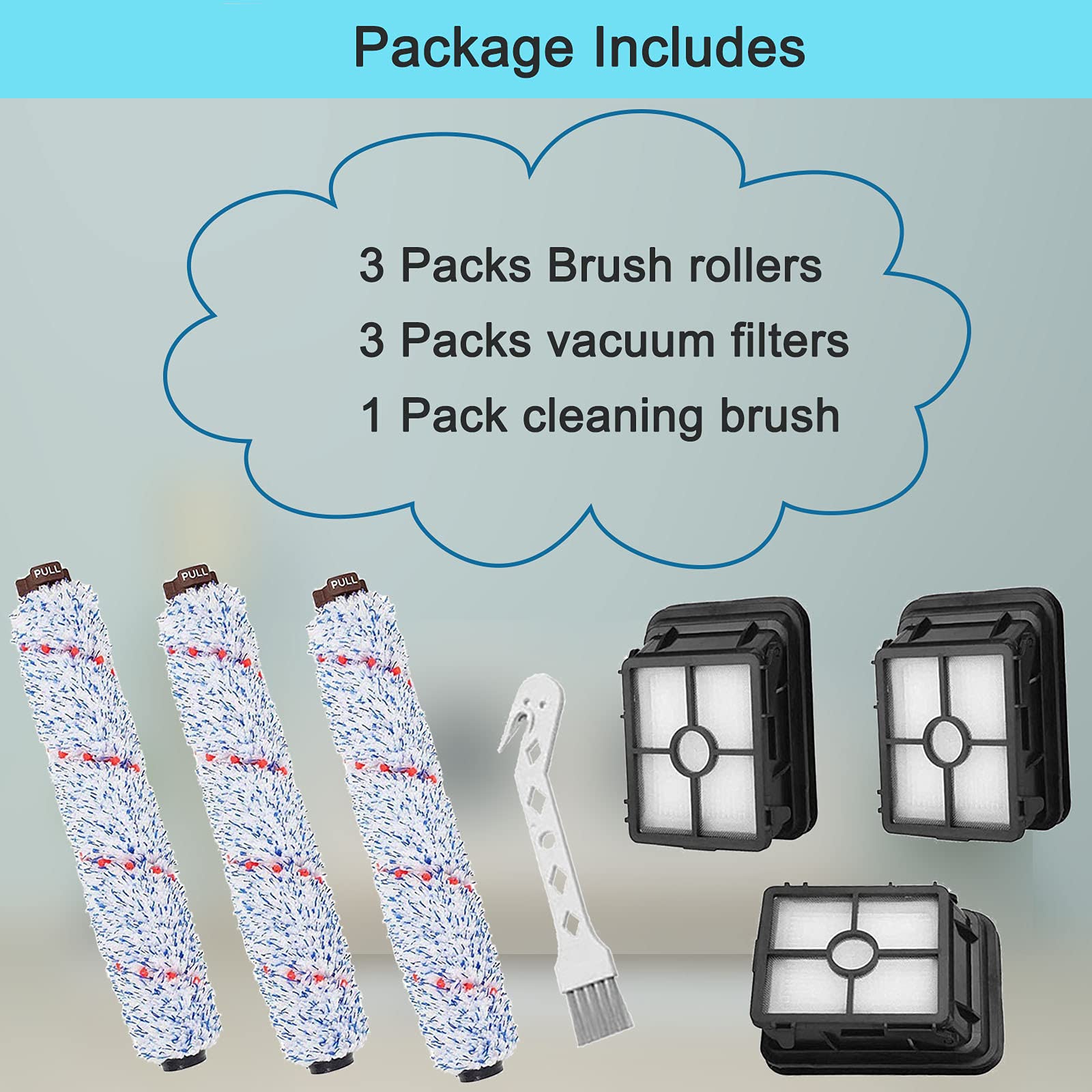 Bvhonwe 6 Pack Replacement Parts Compatible With Bissell Crosswave Vacuum Cleaner, 3 Pack Multi Surface Brush Roll 1868 ,3 Pack