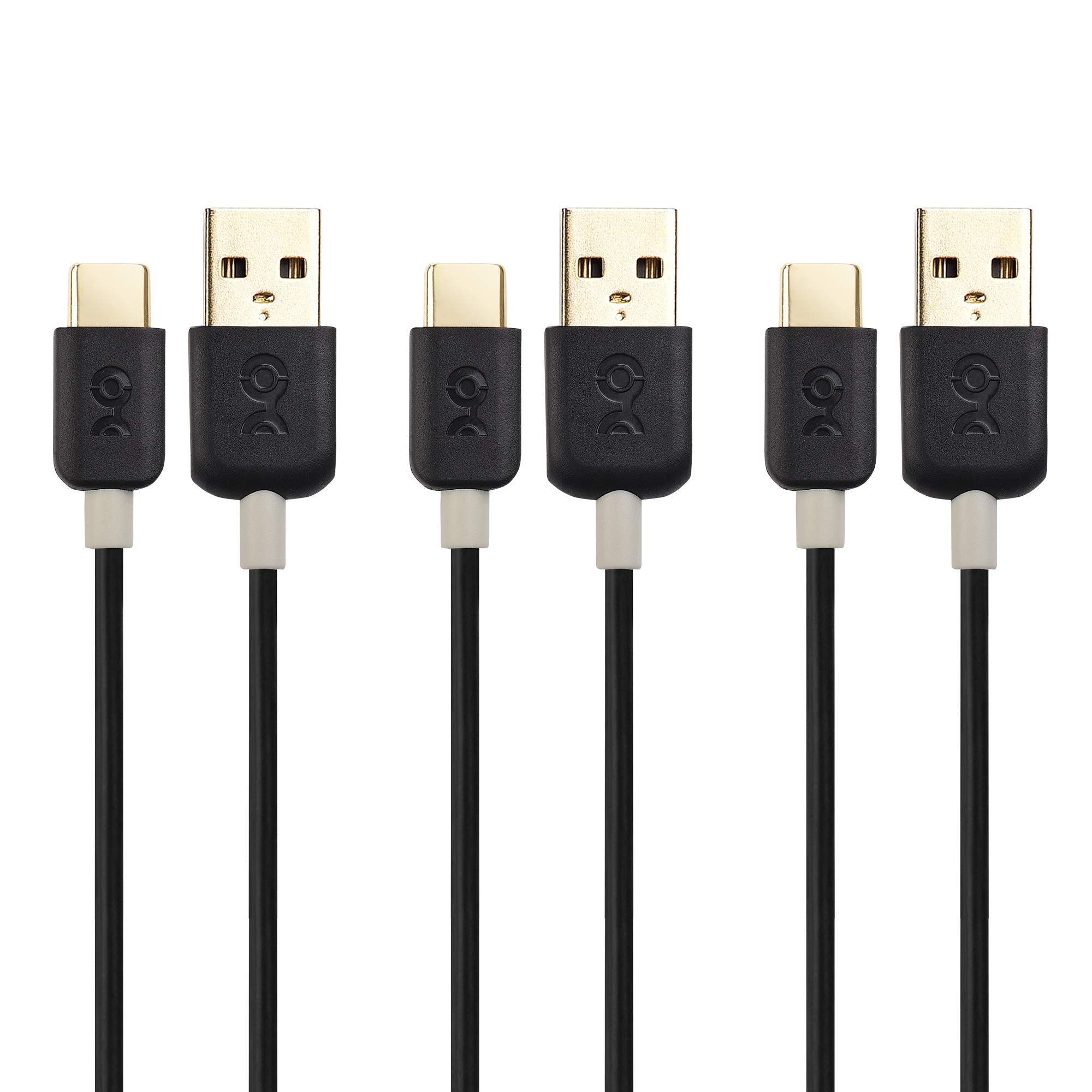 Cable Matters 3 Pack USB to USB C Charging Cable 3.3 ft with 3A Fast Charging in Black for iPhone 16/15, Samsung Galaxy S23 Ultra, S23, S22, Note 20, LG G8, Google Pixel 7a, iPad Pro, Nintendo Switch