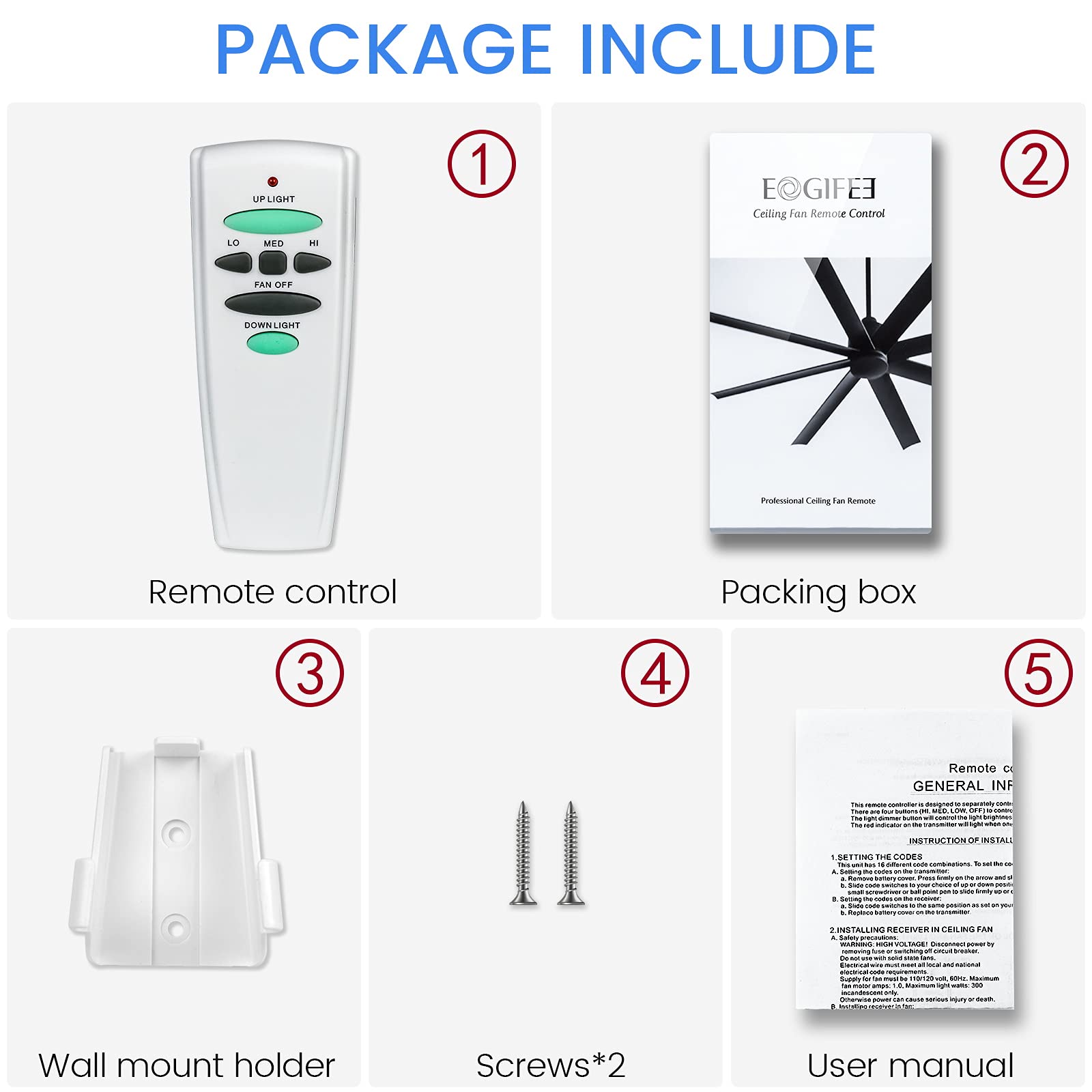 Eogifee Ceiling Fan Remote Control Replacement Of Hampton Bay Uc7078T With Up And Down Light
