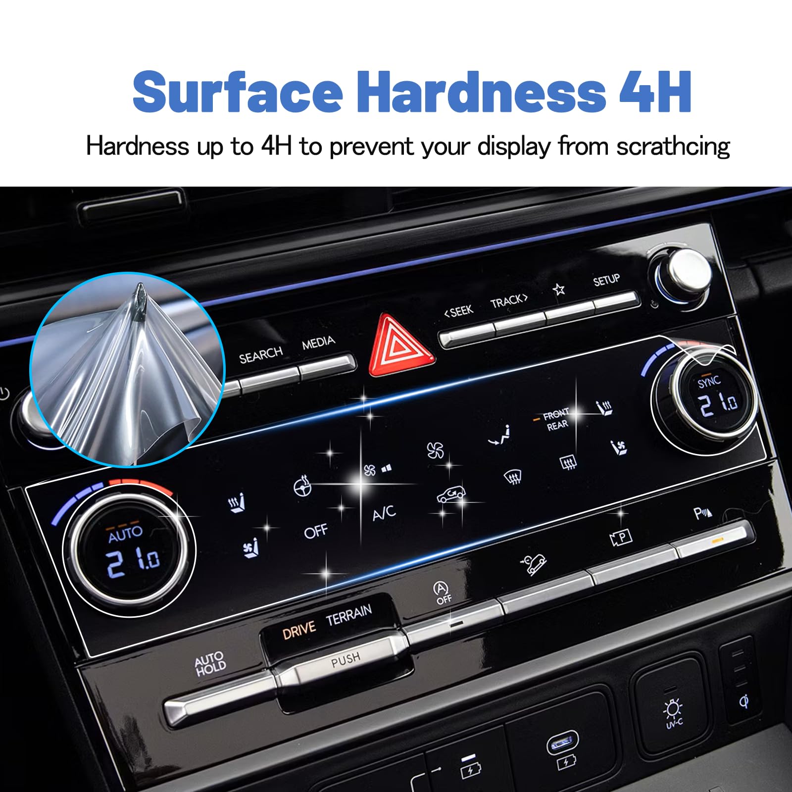 Shaohao For 2024 Hyundai Santa Fe Screen Protector Compatible With Hyundai Santa Fe Accessories 2024 Santa Fe (Sel/Xrt/Limited/Calligraphy) Santa Fe Hybrid Ac Panel Hd Clear A/C Display Cover 2Pcs