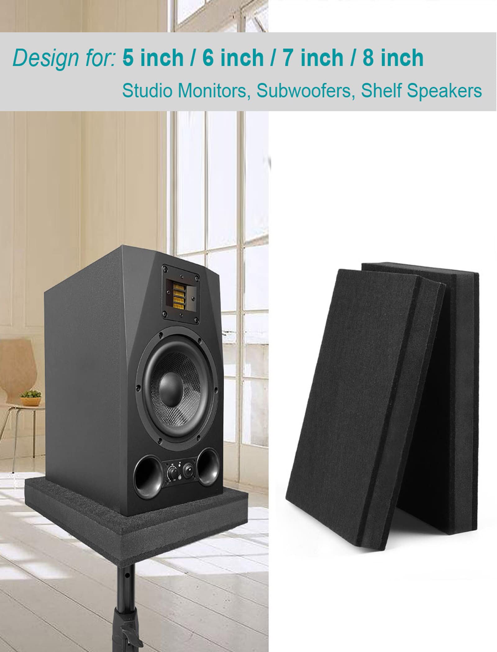 For 5''  8'' Studio Monitor Speaker Noise Isolation Pads 3 Layer Acoustic Stand Riser Foam Subwoofer Isolation Pad Audio Vibrati