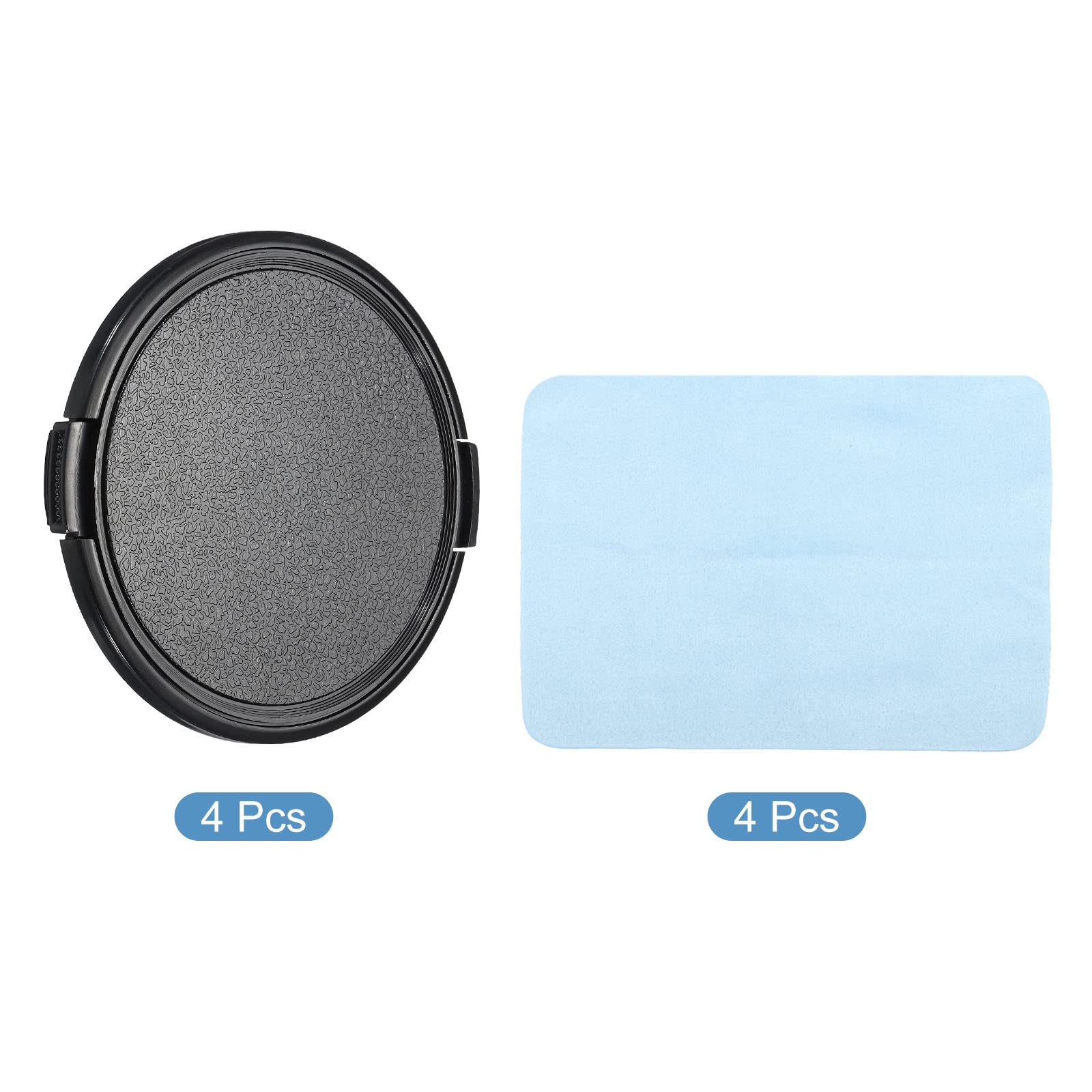 Patikil Camera Lens Cap, 4 Pack Sides Pinch Front Lens Cover With Microfiber Cleaning Cloth For 77Mm Thread Universal Dslr Lense