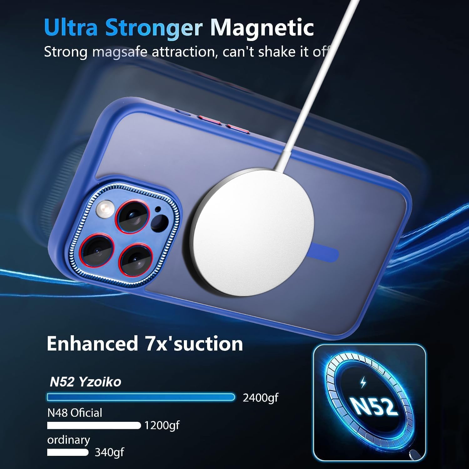 Yzoiko Magnetic Case For Iphone 13 Pro Max Case With Integrated Camera Lens Protection [10Ft Military Grade Protection] Fits Mag