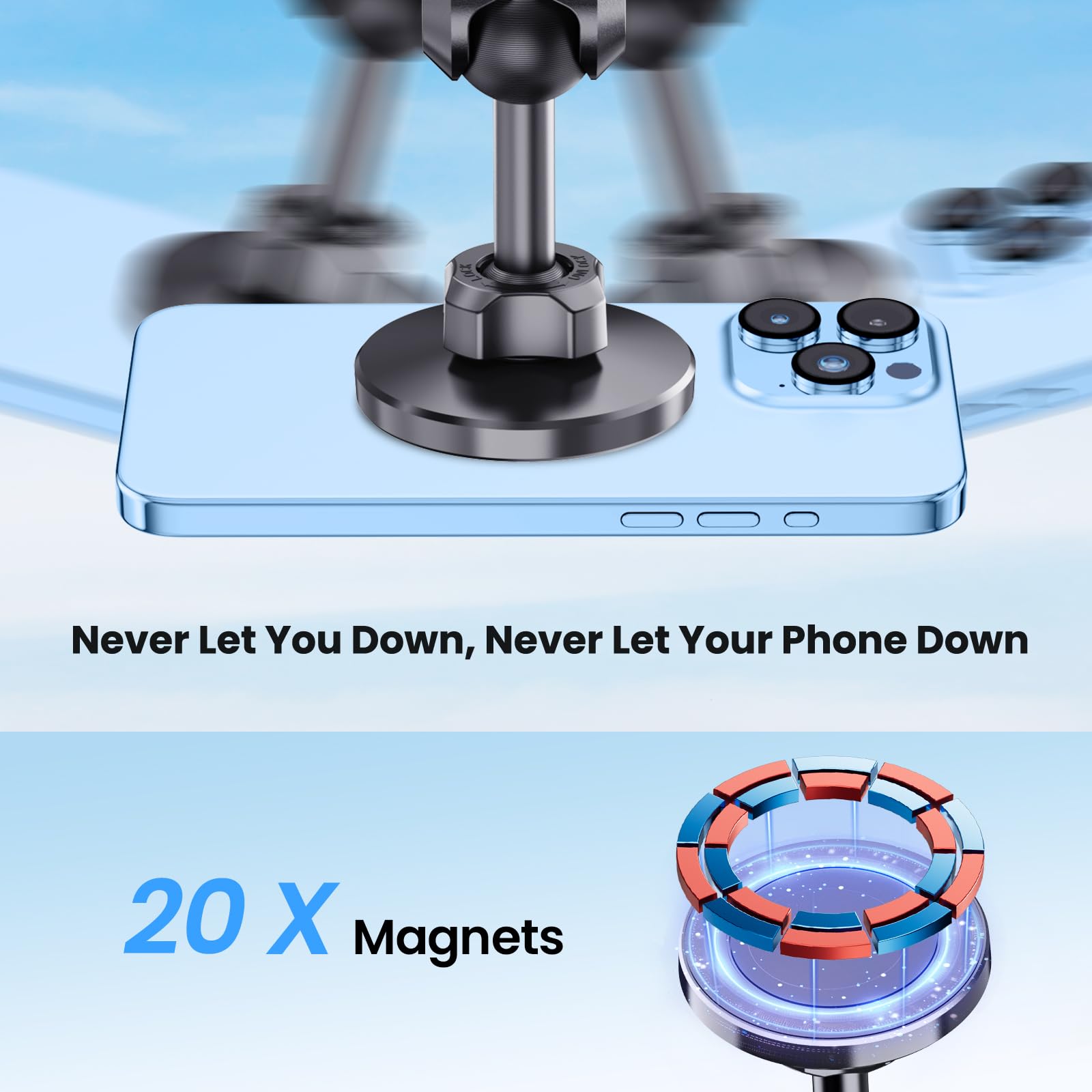 Swiftgaze Stainless Steel Phone Mount For 2018-2023 Wrangler Jl (Not 4Xe)&2020-2023 Gladiator Magnetic&Clamp Dual Heads All-Meta