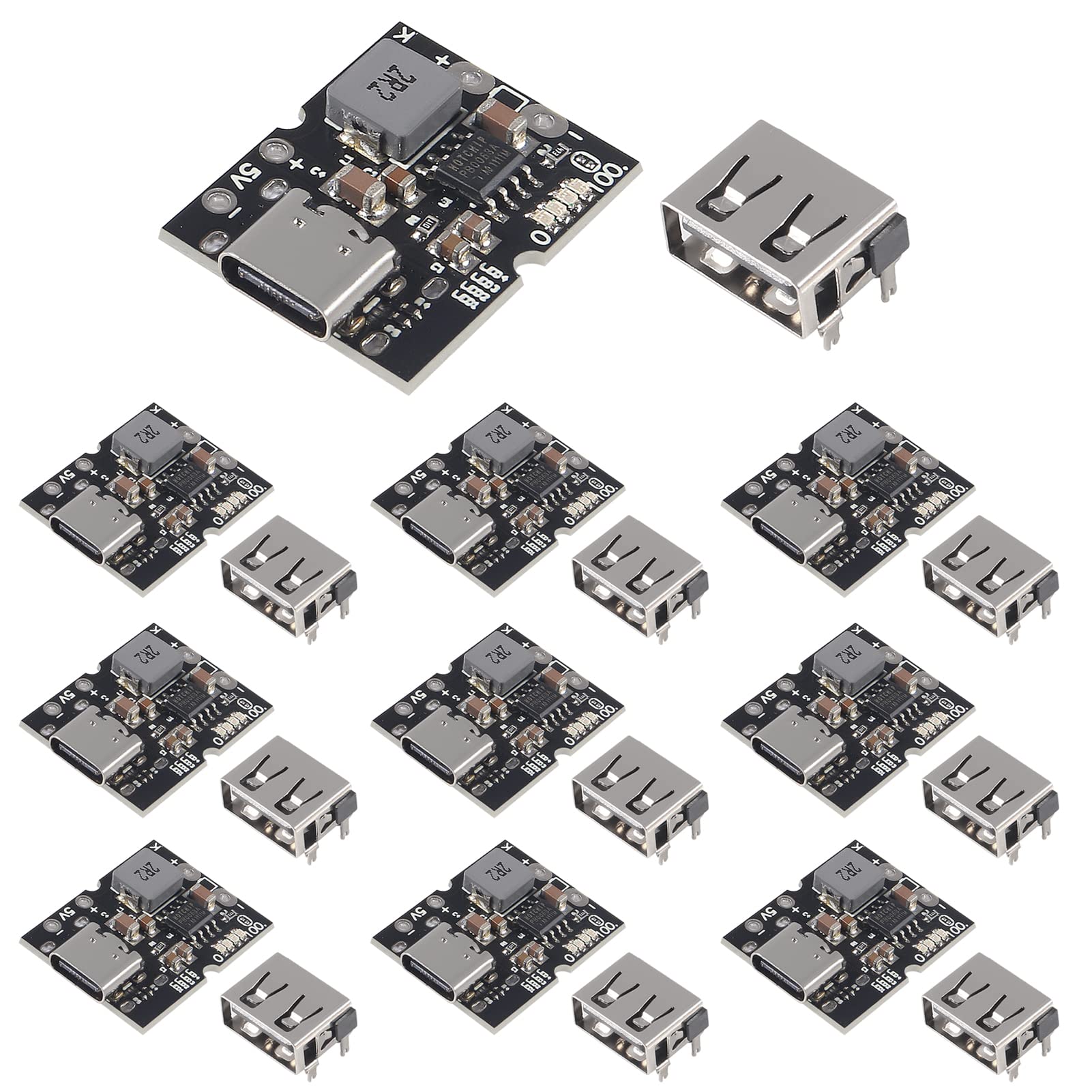 Dweii 10Pcs Type C Usb 5V 2A Boost Converter Step Up Power Module Lithium Battery Charging Protection Board Led Display Usb For