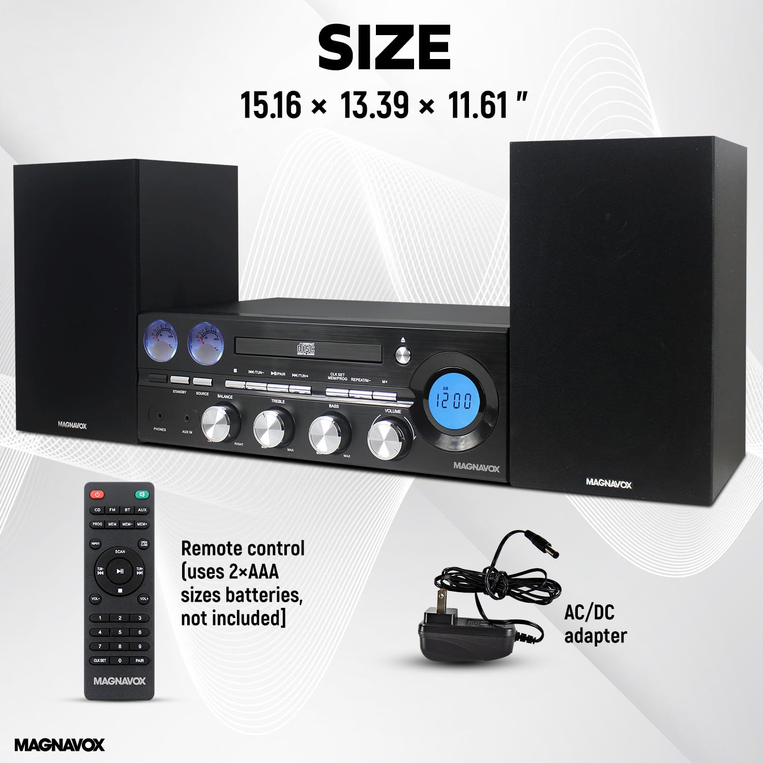 Magnavox Mm451 3 Piece Tray Loading Cd Shelf System With Digital Pll Fm Stereo Radio, Bluetooth Wireless Technology, And Remote