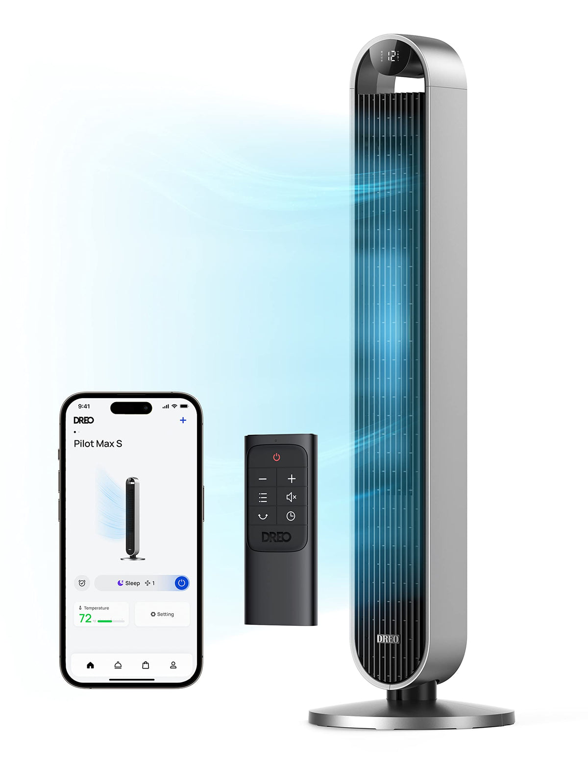 Dreo Tower Fan For Bedroom, 42 Inch 120 Oscillating Fan, 25Db Quiet Dc Motor, 27Ft/S Velocity Bladeless Standing Fan With 12 Spe