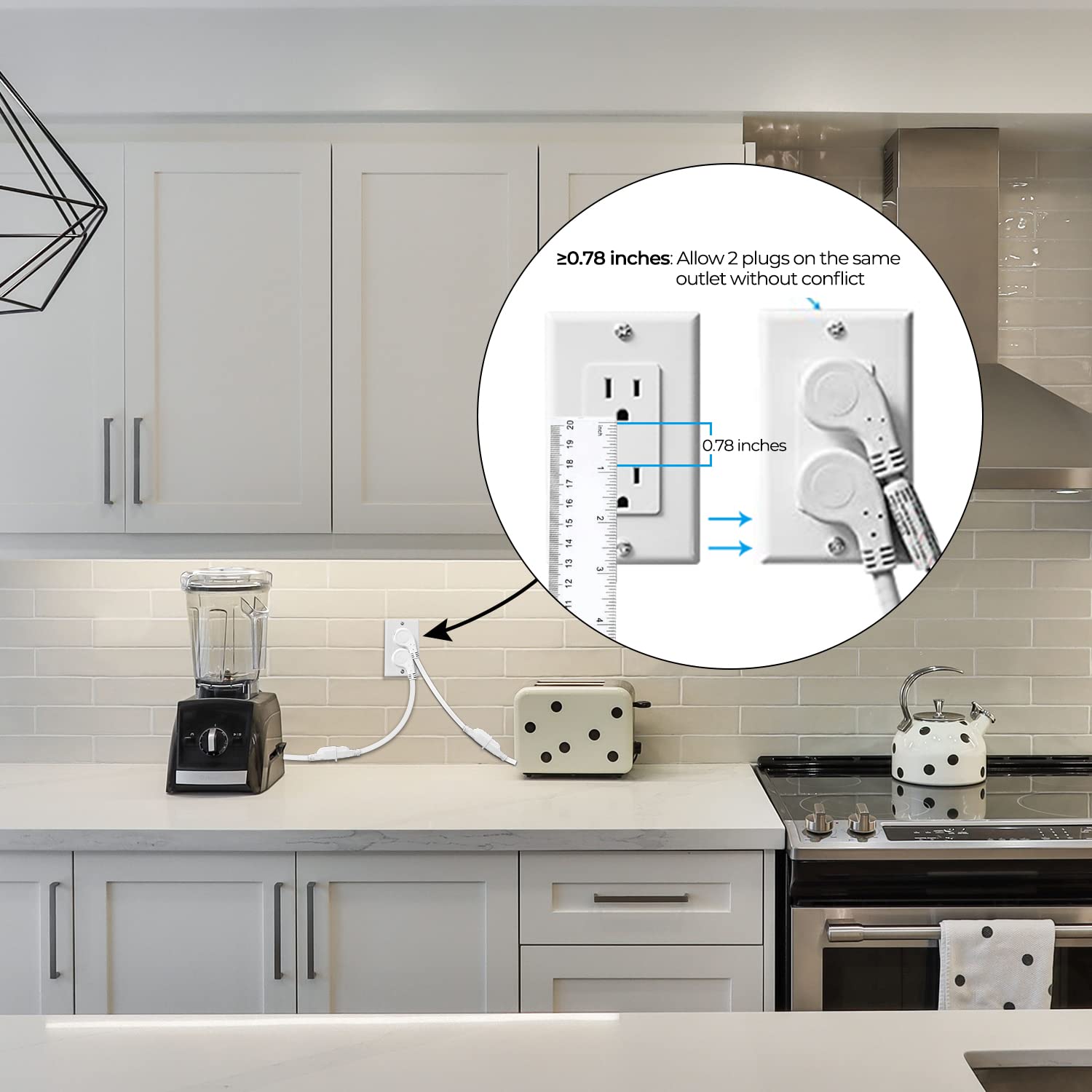 Firmerst 1875W 10Ft Flat Plug Extension Cord 14 Awg Black 15A