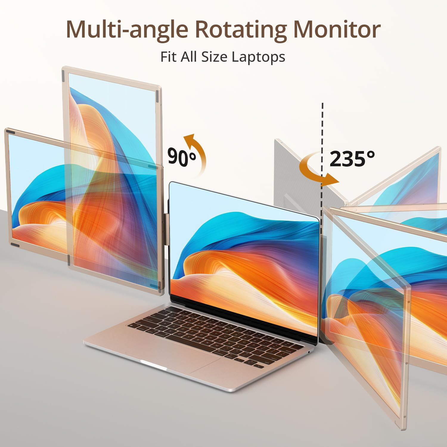 Leudaich 15.6'' Screen Extender Portable Laptop, 1080P Diy Portable Laptop Monitor Extender With 360 Rotation, Plug&Play Detacha