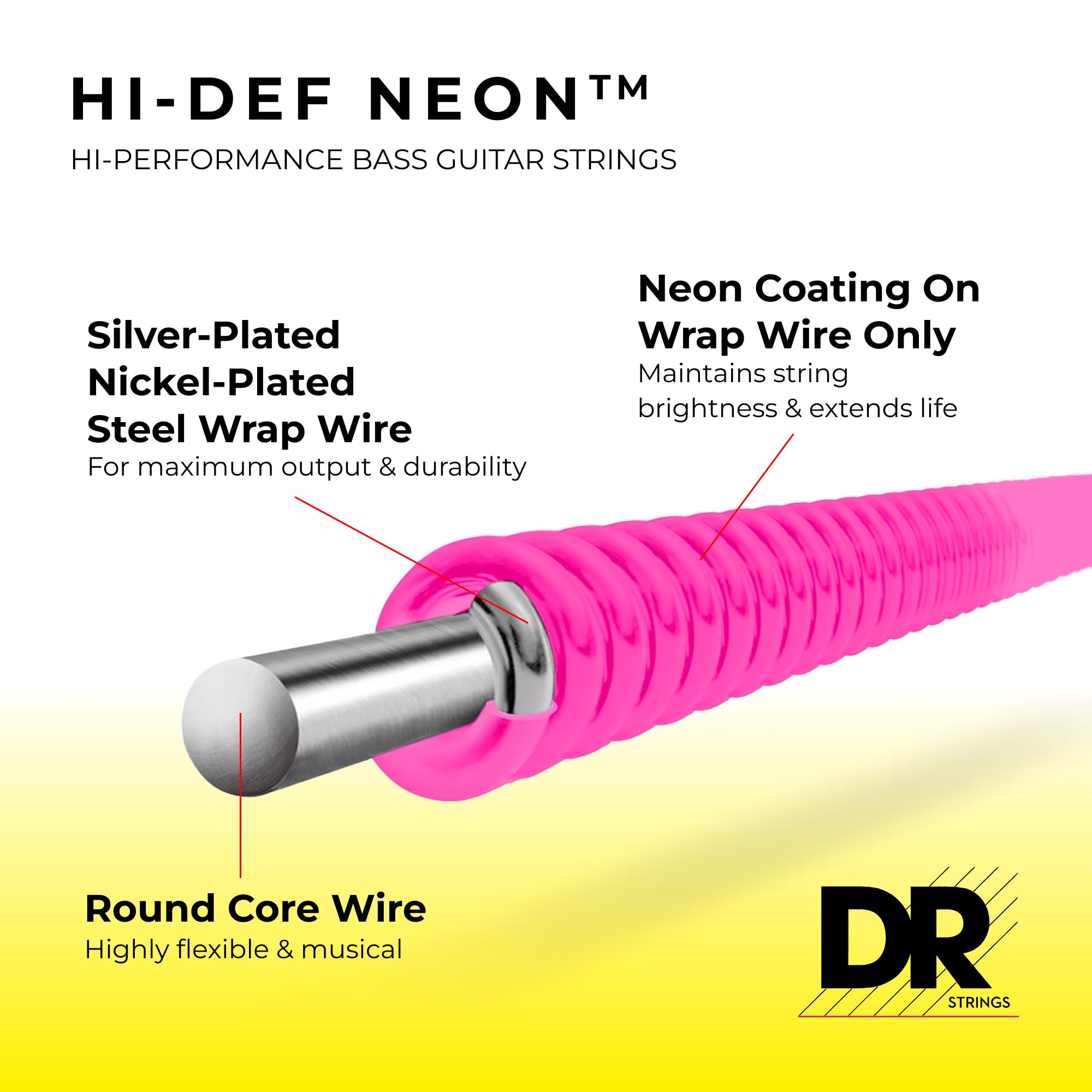 Dr Strings Hi Def Neon Bass Guitar Strings (Npb5 45)