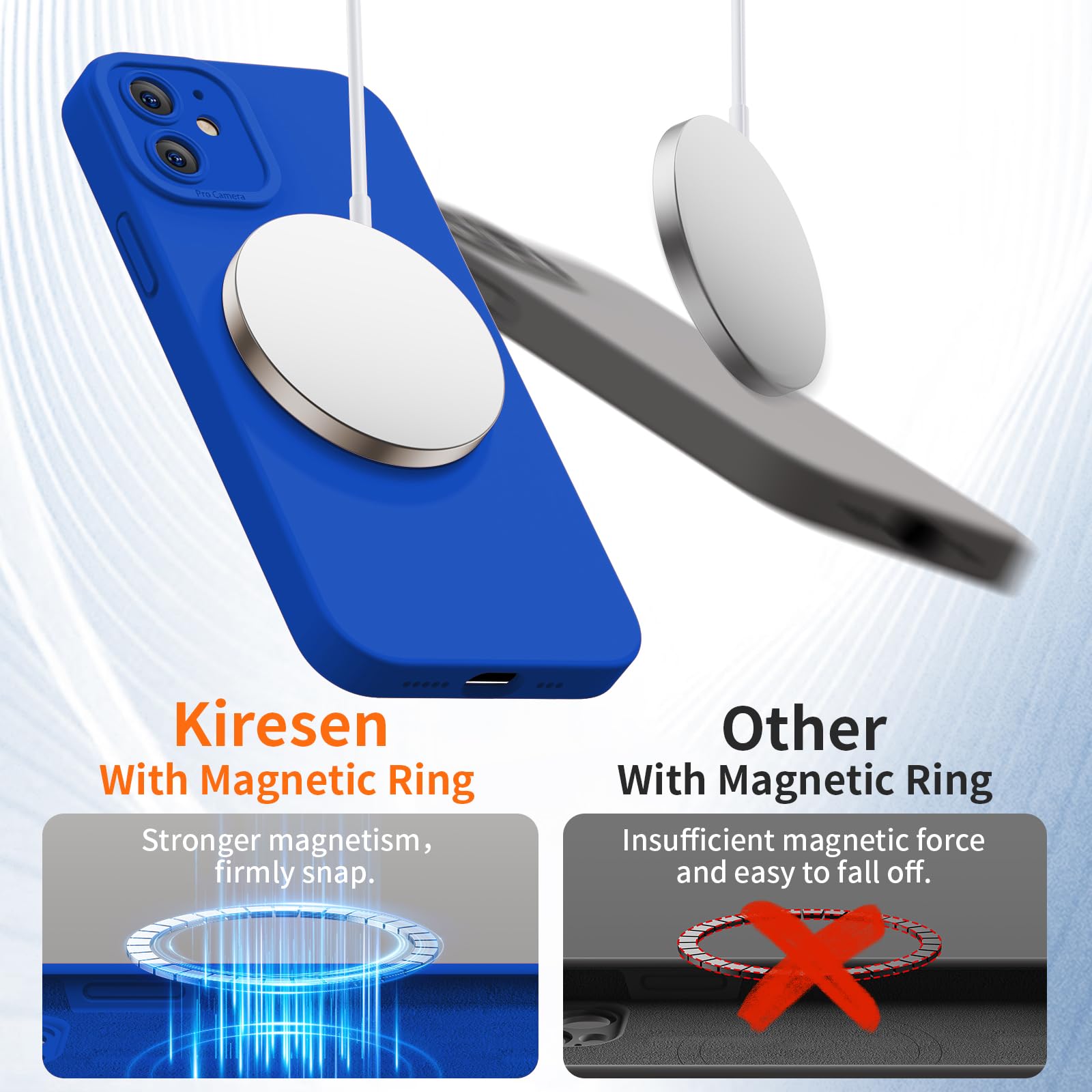 Kiresen Designed For Iphone 12 Case With Screen Protector   Upgraded Camera Protection   Wireless Charging Compatible   Silicone