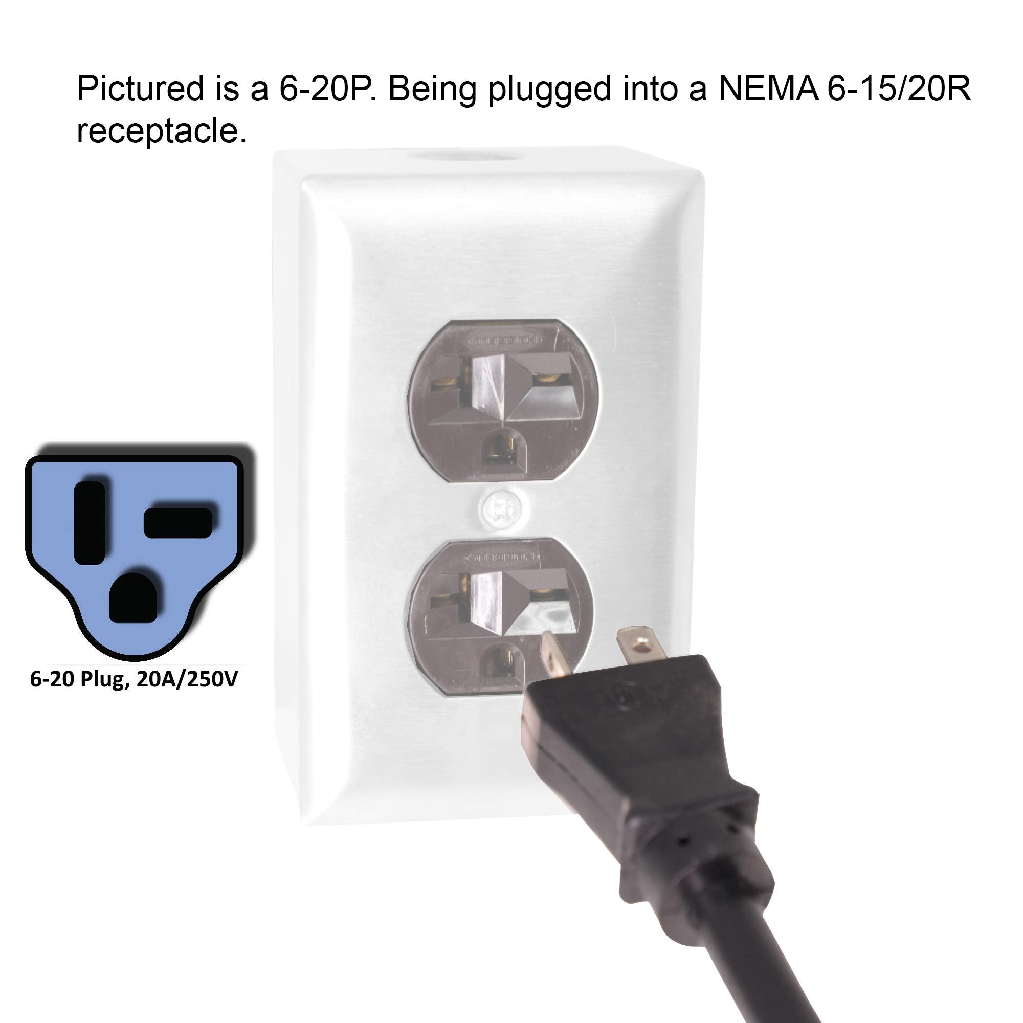 Nema 6 20 Extension Power Cord   15 Foot, 20A/250V, 12/3 Sjt   Iron Box Part # Ibx 6153 15 (15 Ft, Molded)