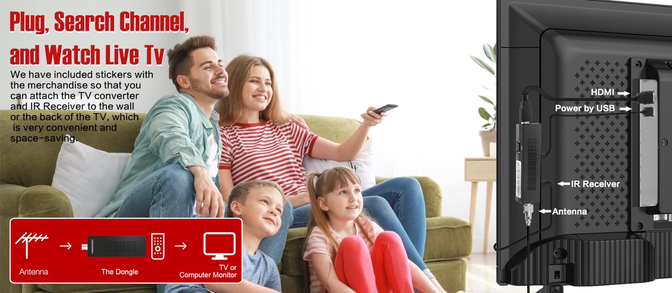 2024 Newest Digital Tv Converter Box Dongle, Atsc Digital Converter Box With Tv Tuner, Tv Recording, Usb Multimedia Function, 10