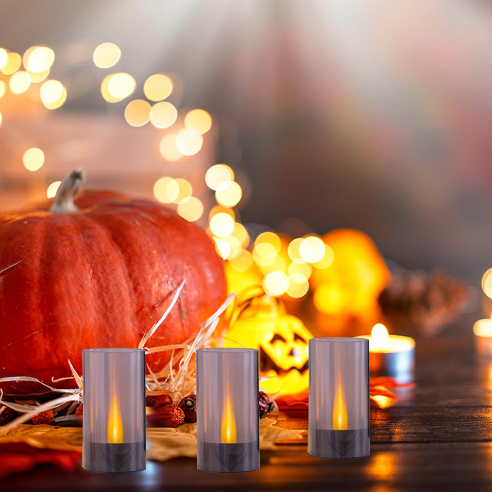 Lanker Flameless Candles, Battery Operated Led Pillar Candles, D1.5 X H3 Inch, Romantic Flickering Warm Yellow Long Flame Effect