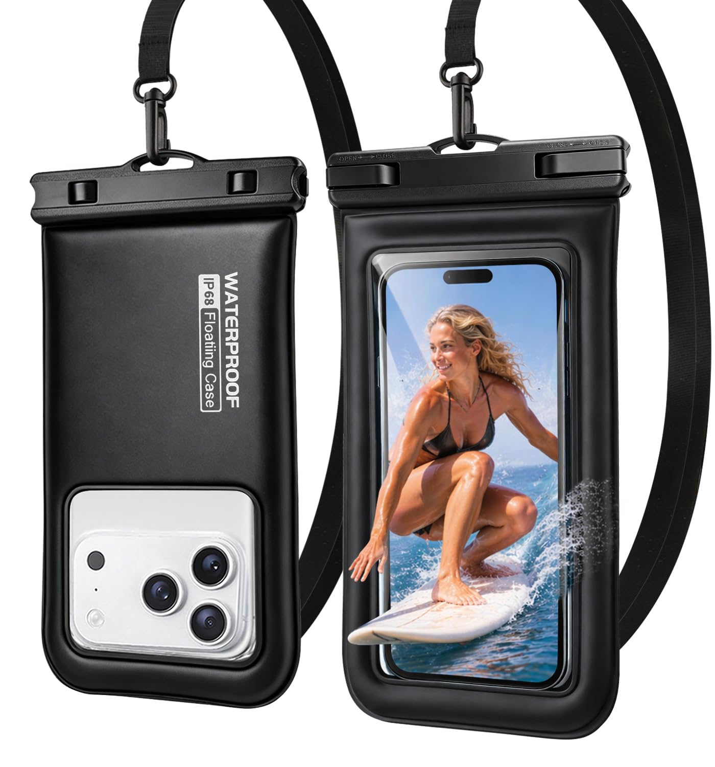Floating Waterproof Phone Pouch 2 Pack, IP68 Dry bag Case for 7.0 Phones