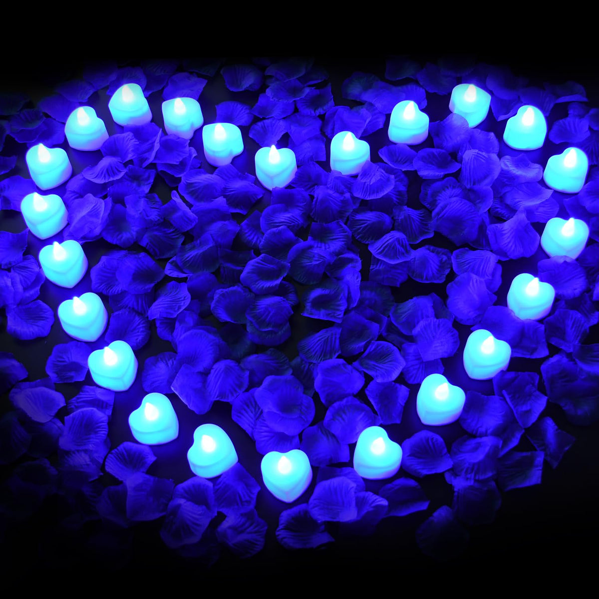 Koaby 2000/4000/8000Pcs Artificial Rose Petals With Led Tea Lights Kit, For Special And Romantic Night Valentine Wedding Decor(2