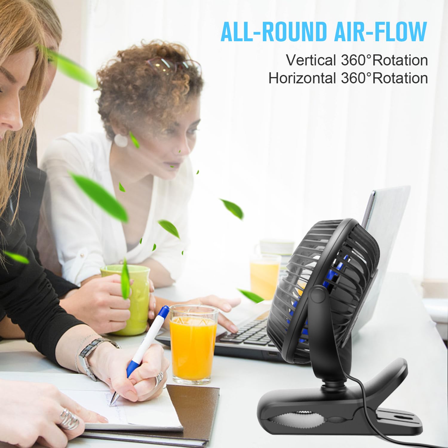 Beskar Usb Clip On Fan, Portable Small Fan With Cord Powered, 3 Speeds Strong Airflow, With Sturdy Clamp, Quiet Personal Desk Fa