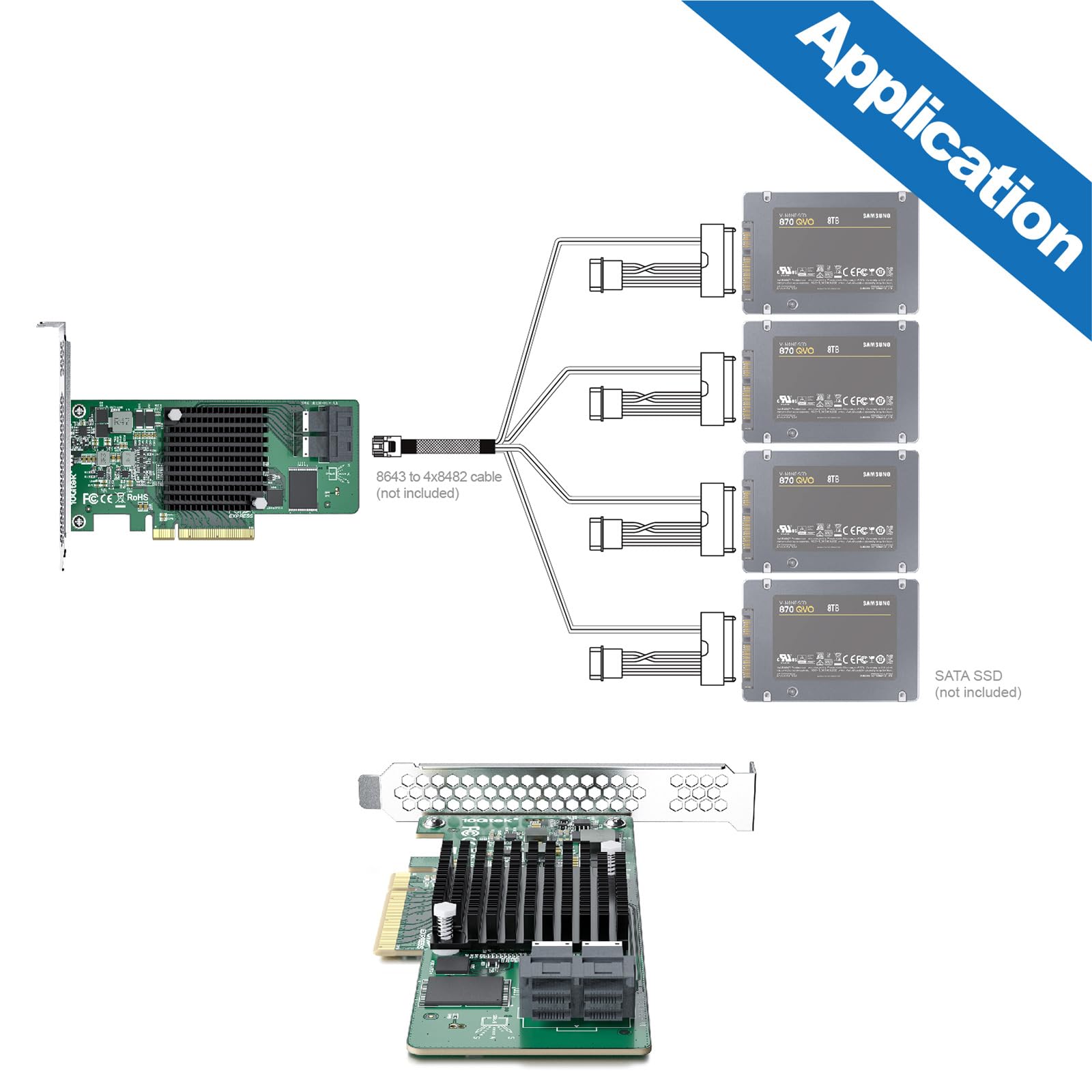12G Internal Pci Express Sas/Sata Hba Raid Controller Card, Broadcom'S Sas 3008, Compatible For Sas 9311 8I, Support Raid 0/1/1E