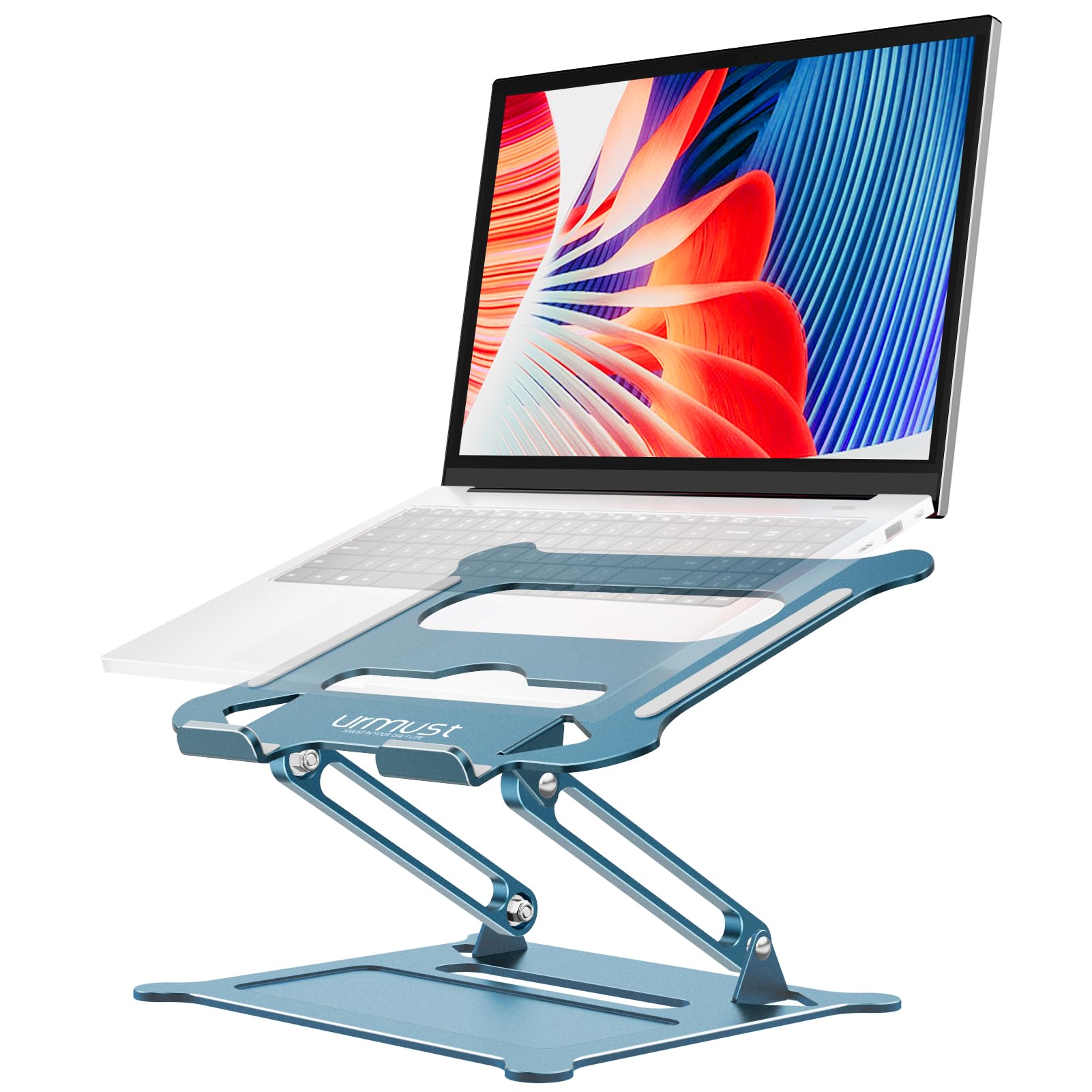 Urmust Laptop Notebook Stand Holder Adjustable Ultrabook Stand Riser Portable Compatible With Macbook Air Pro Hp Dell Xps Lenovo All Laptops 10 15.6'(Blue)