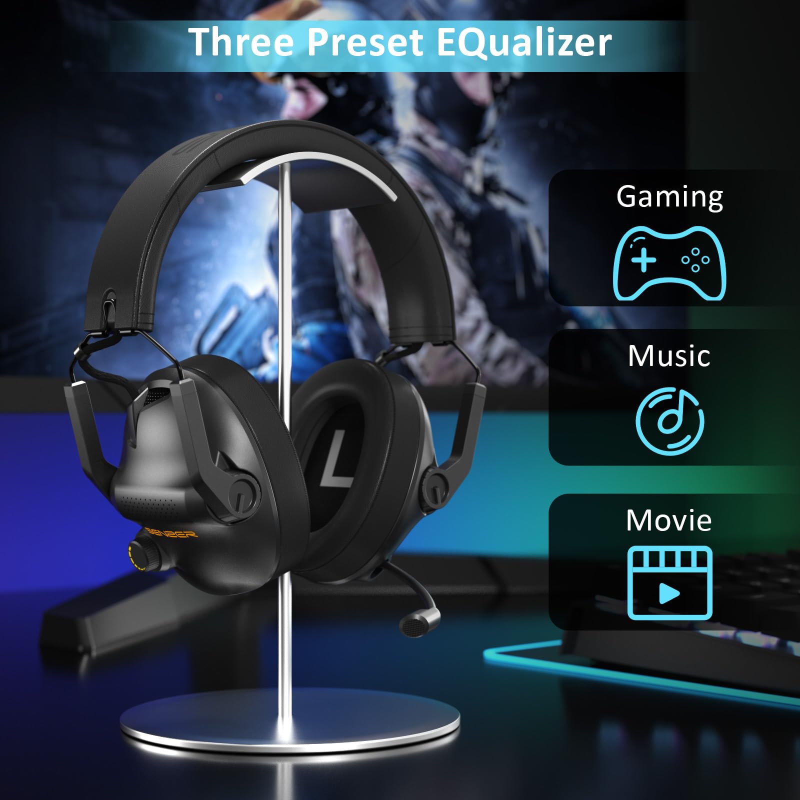 Senzer Sg600 Pro Wireless Gaming Headset With Microphone   7.1 Surround Sound, Noise Canceling Mic, 2.4Ghz Wireless & Bluetooth