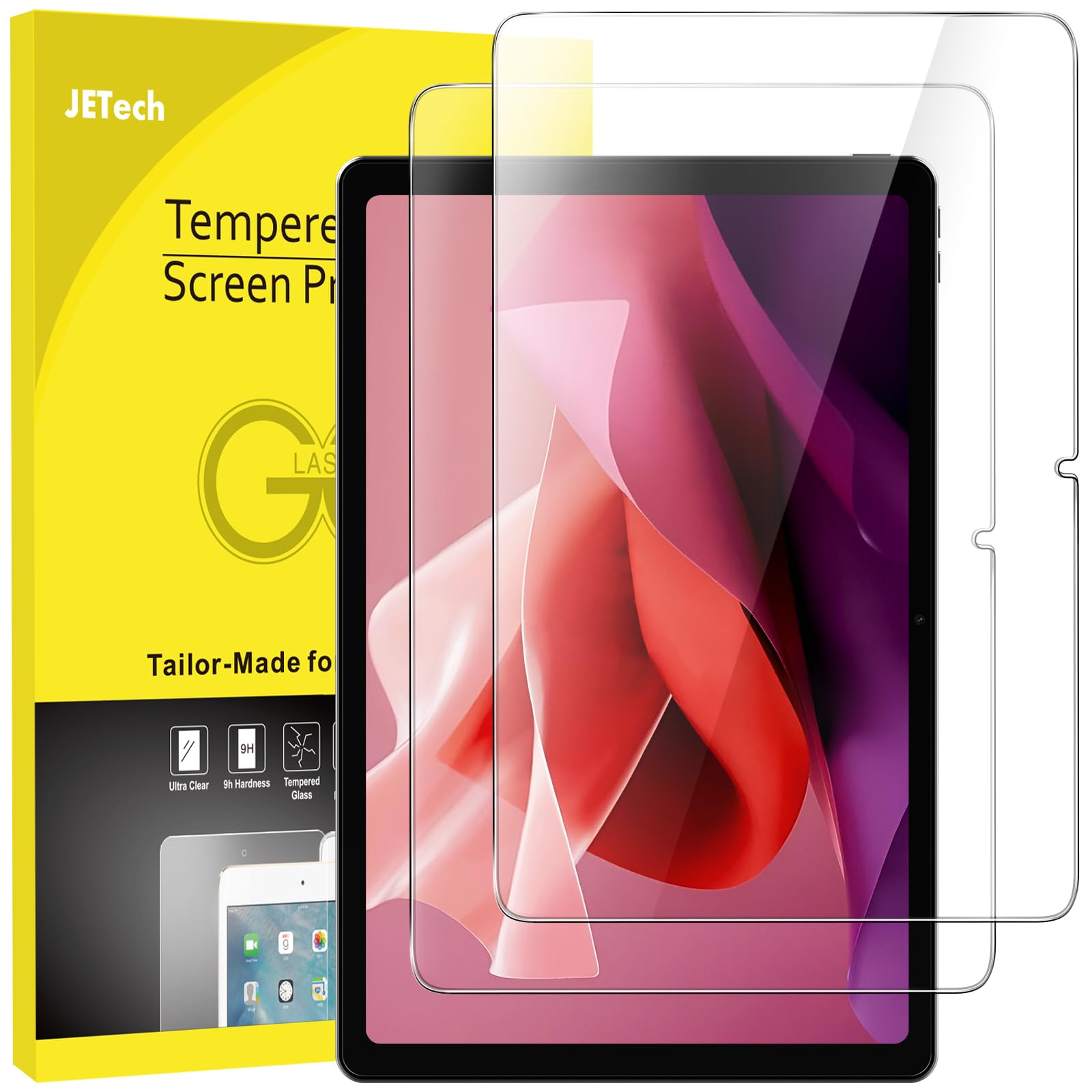 Jetech Screen Protector For Lenovo Tab P12 (12.7 Inch, 2023 Model), 9H Tempered Glass Film, Hd Clear, 2 Pack