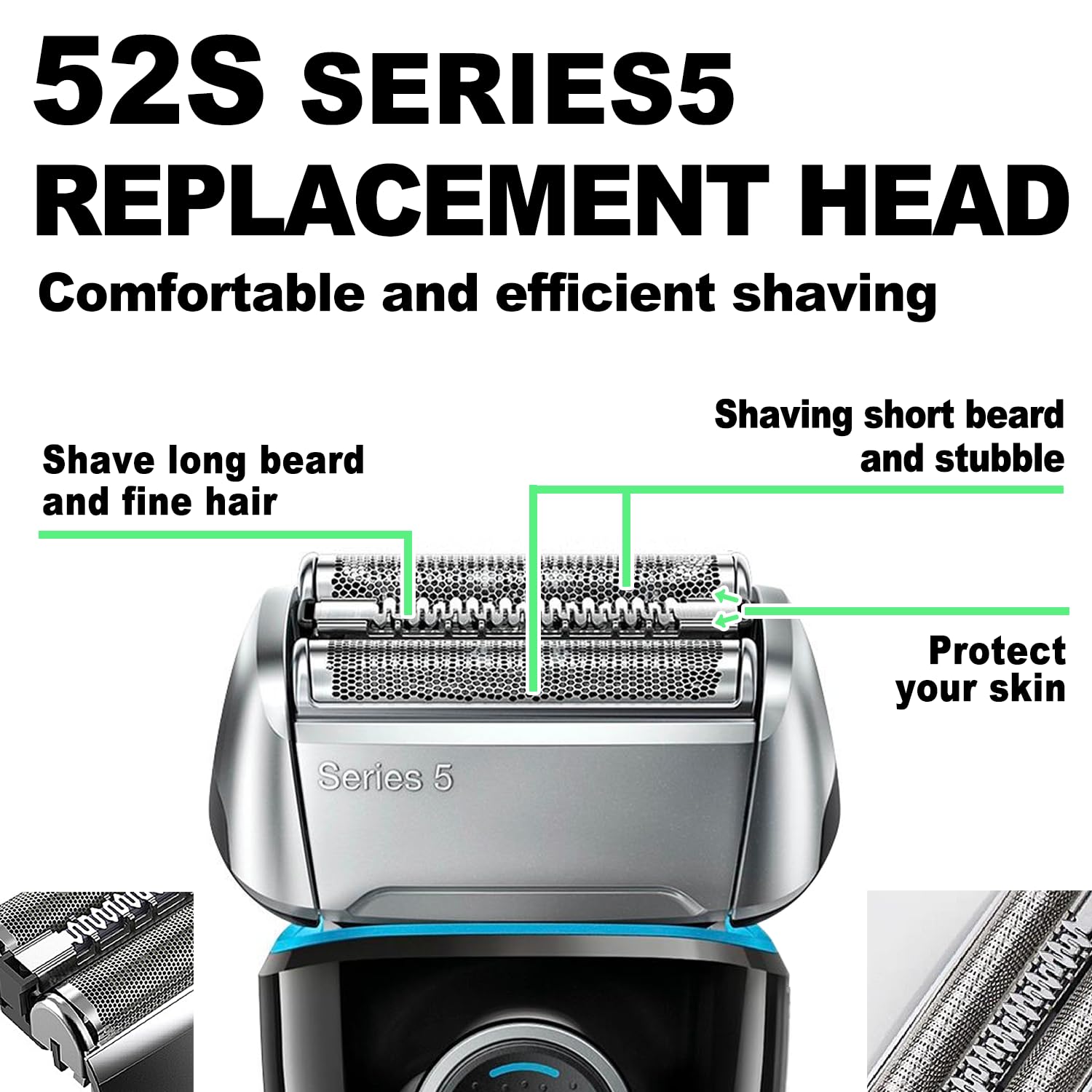 Series 5 52S Electric Shaver Replacement Head Compatible, 52S Replacement Electric Shaver Heads For Men Razor Shaving Blades Fit