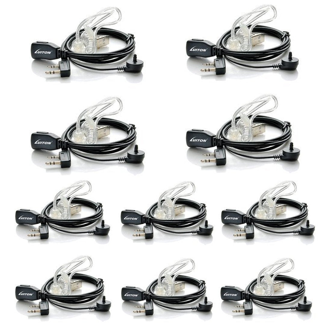 Luiton Walkie Talkie Earpiece With Mic For Baofeng Radio Retevis Headset For Baofeng Uv 5R Bf 888S Arcshell Retevis H 777 Rt21 Rt22 Kenwood 2 Way Radio (10 Pack)