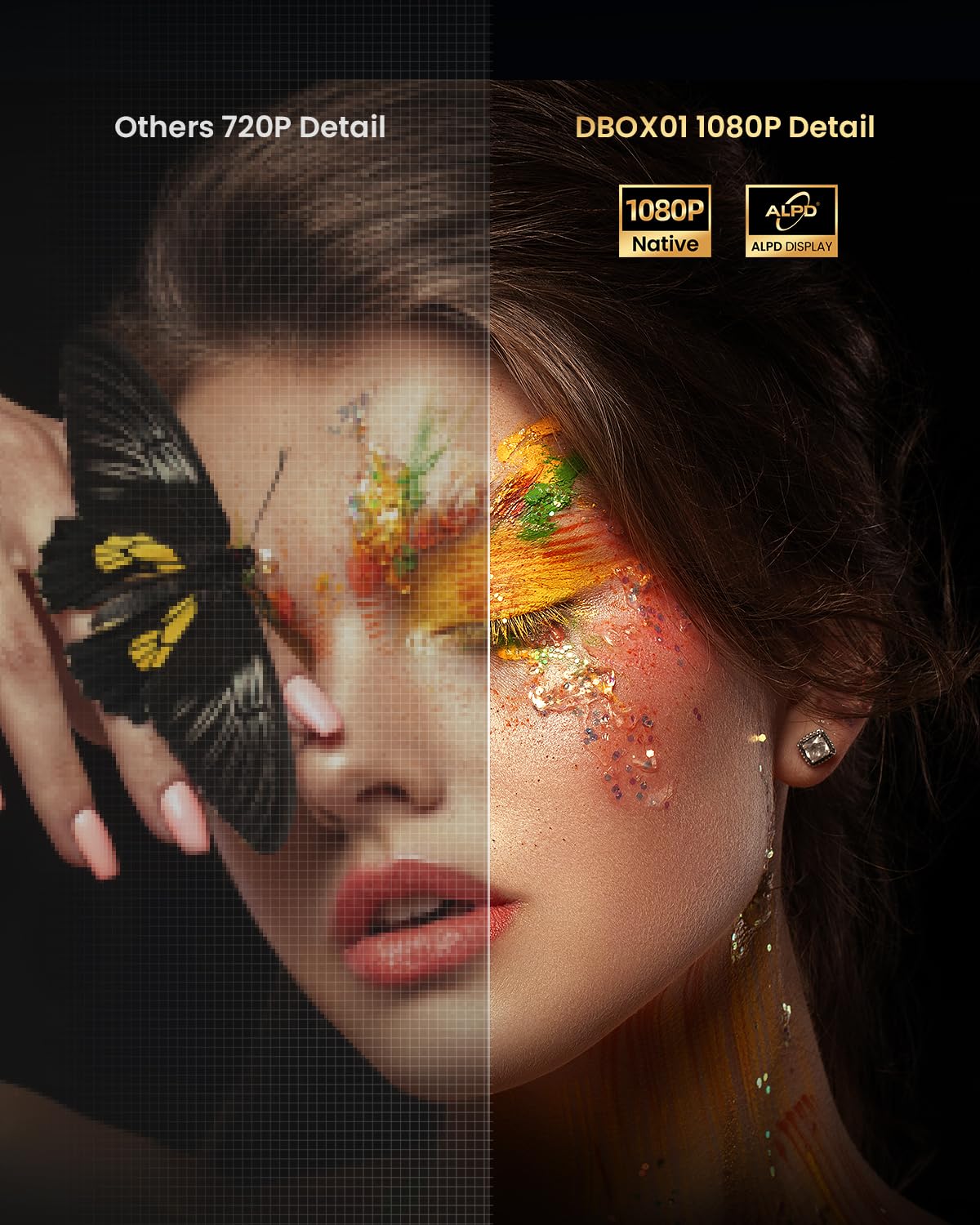 Dangbei Dbox01 1080P Full Hd Projector, 2100 Iso Lumens Movie Projector, Native Licensed Netflix, Dual 10W Dolby Audio Speakers,