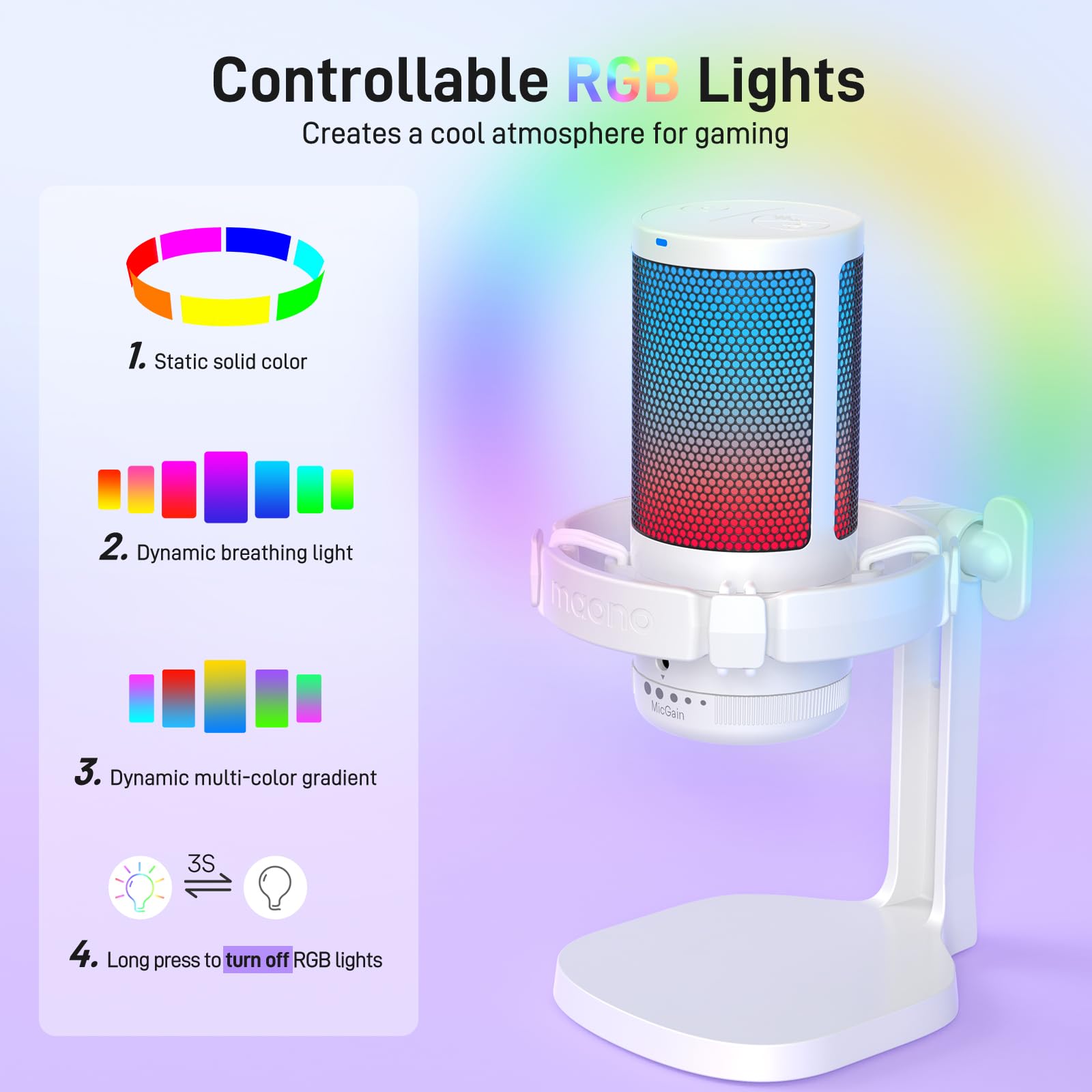 Maono Gaming Microphone For Pc With Noise Cancellation, Usb Condenser Mic For Computer, Mac, Laptop, Ps5, Streaming, Podcast, Tw