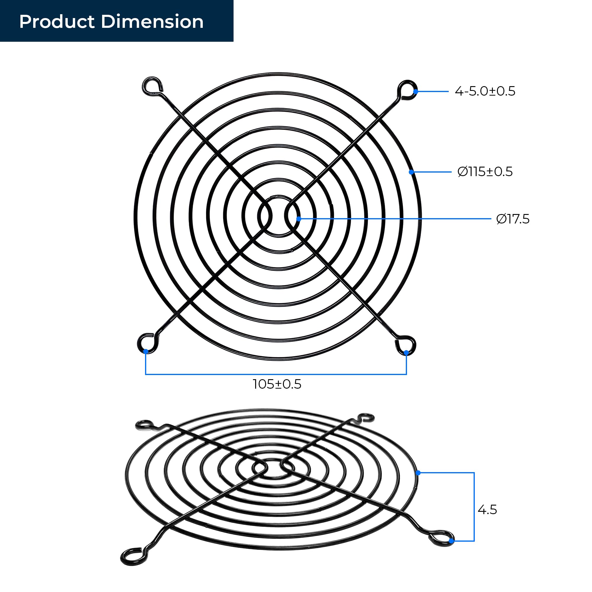120Mm Black Finger Grills (2 Pack)
