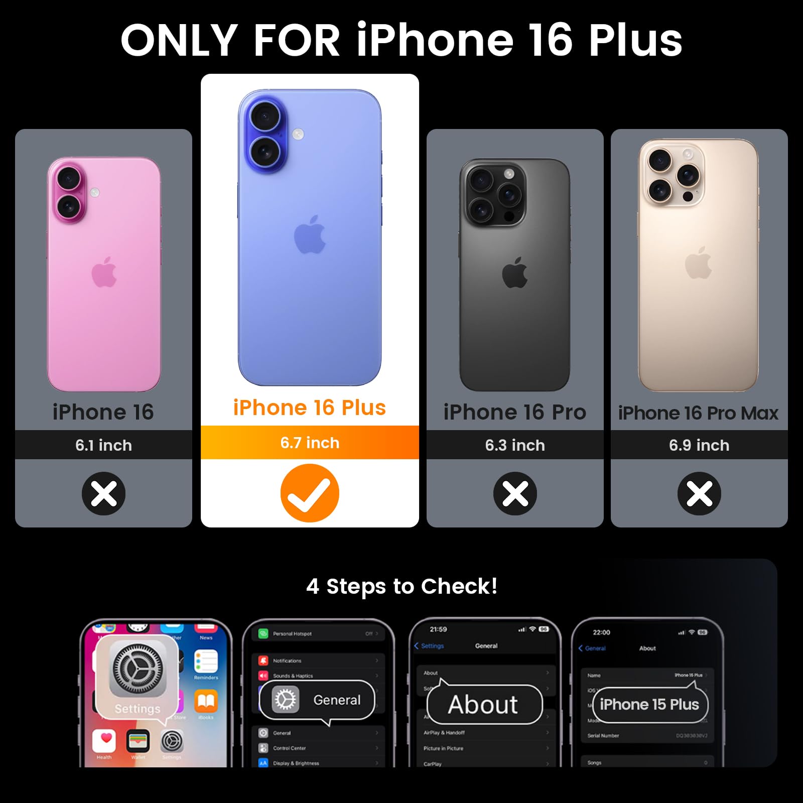 Goton Compatible For Iphone 16 Plus Case With Screen Protector   Slide Camera Cover Protective Phone Case With Ring Stand, Heavy