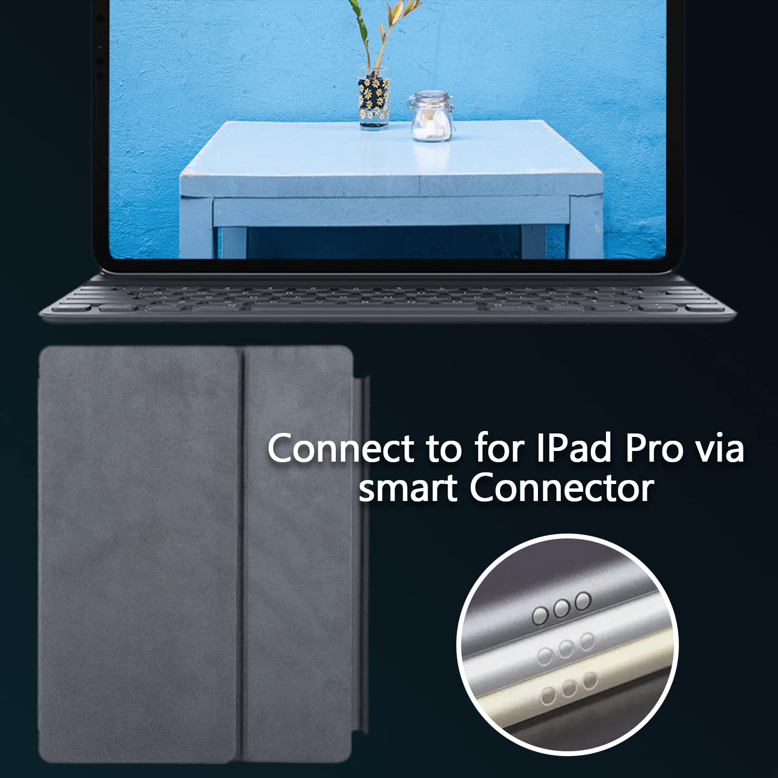 Smart Keyboard For Pro, 12.9In Portable Tablet Intelligent Carrying Foldable Ultra-Slim Keyboard With 64 Keys For Pro 2Nd Genera