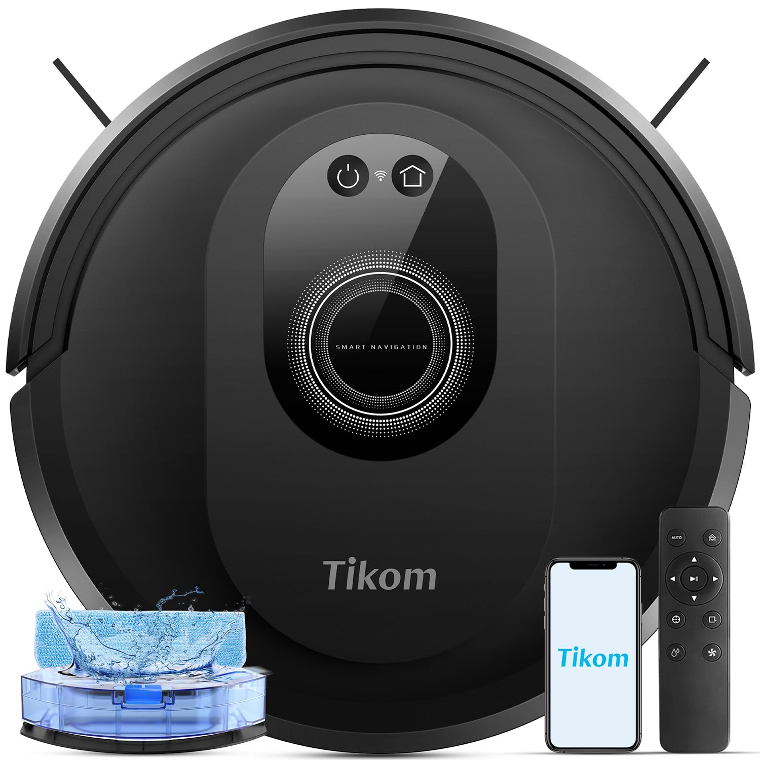 Tikom Robot Vacuum and Mop Combo, 5000Pa Robotic Vacuum Cleaner, 150 Min Max, App & Remote Control, Ideal for Hard Floor, Carpet
