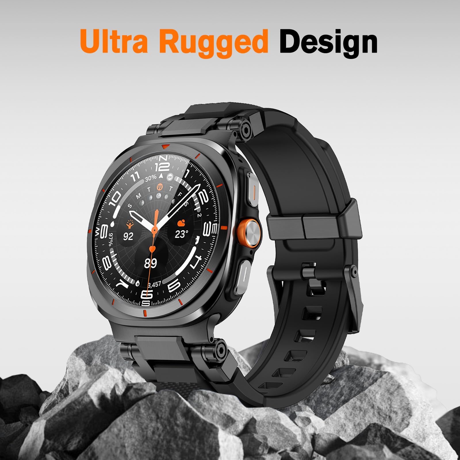 Amband For Samsung Galaxy Watch Ultra (2024) Bands For Men, Metal Connector Rugged Strap For Galaxy Watch 7 Ultra 47Mm, Sport Ac