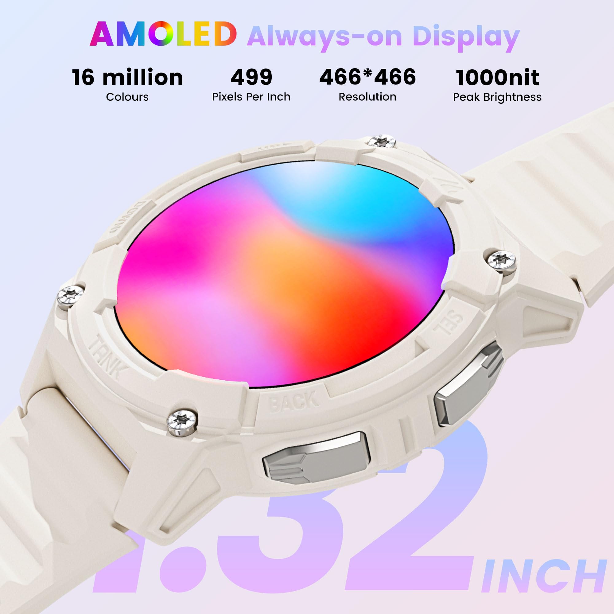 Kospet Tank S2 Smart Watch For Women Gps, Pressure/Altitude/Compass, 5Atm Waterproof, 1.32 '' Amoled Display Fitness Tracker(Ans