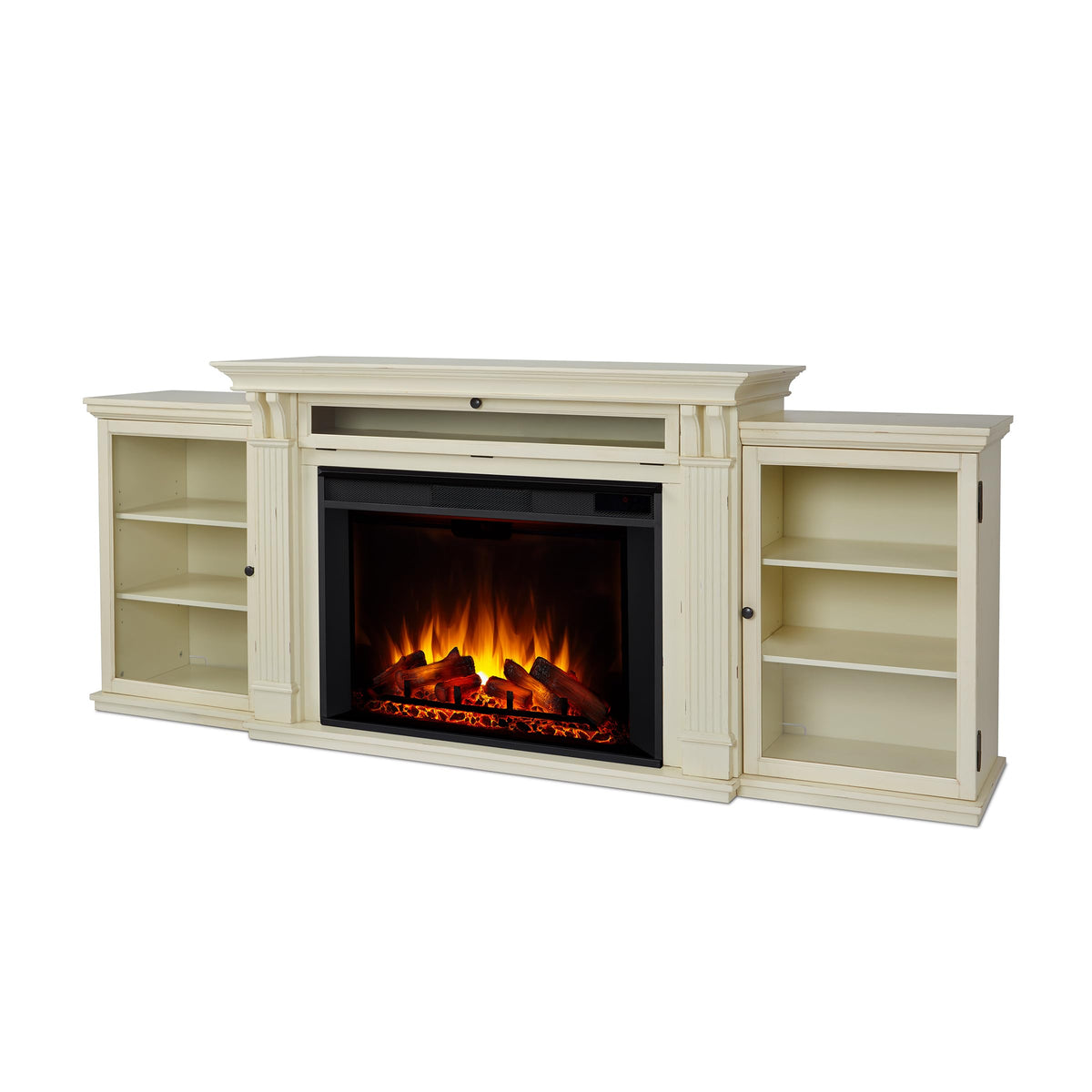 Real Flame Tracey 84'' Grand Electric Fireplace Tv Stand For Tvs Up To 80 Inches, Entertainment Center With Adjustable Shelves A
