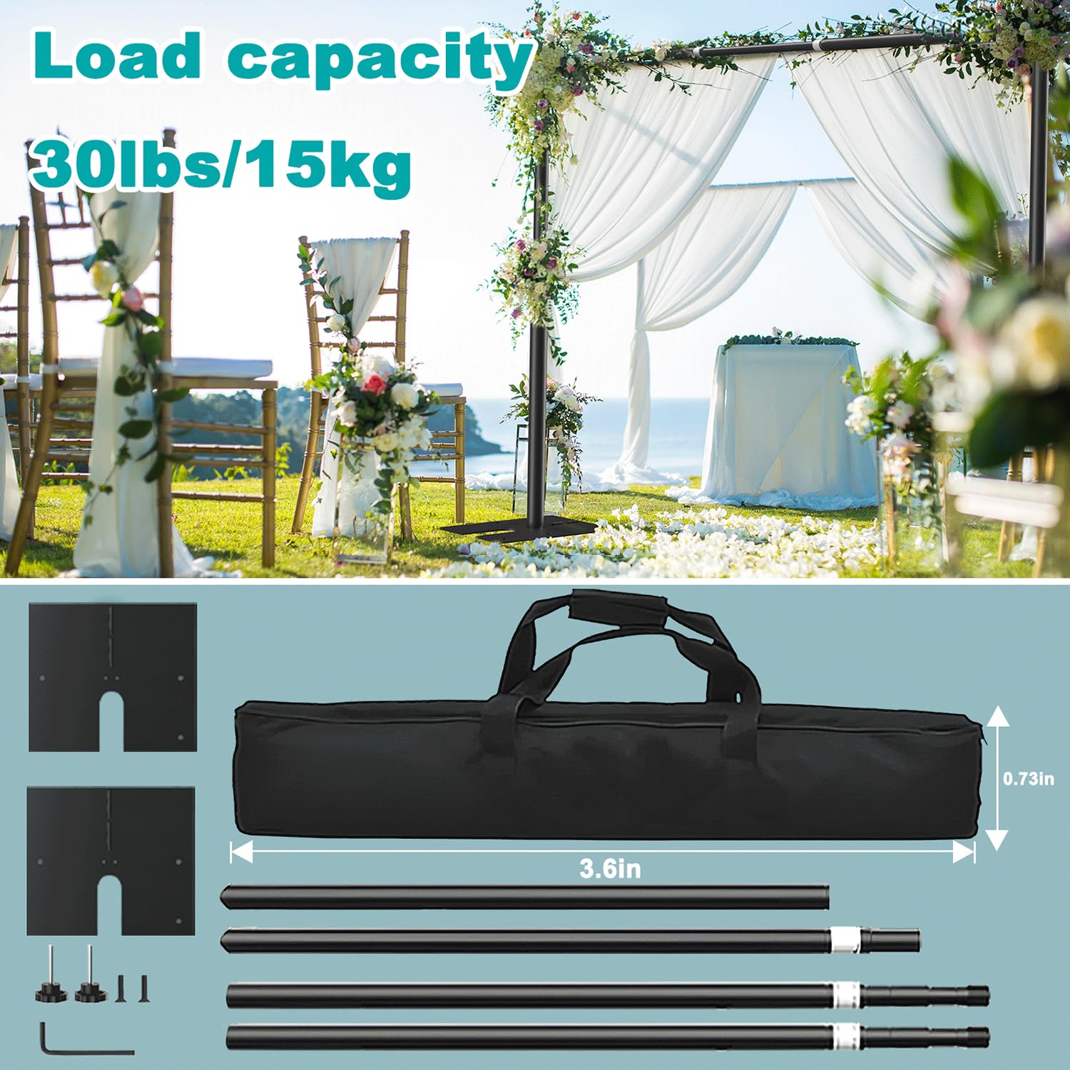 Fotoumgl 10X10Ft Heavy Duty Backdrop Stand, Adjustable Pipe And Drape Stand Kit With Metal Steel Flat Base, Large Extendable Stu