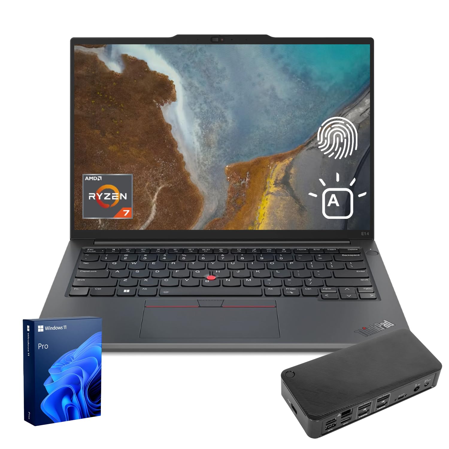 Lenovo ThinkPad E14 Gen 6 Business Laptop, 14 FHD+ Display, AMD Ryzen 7 7735U, 64GB DDR5 RAM, 2TB SSD, Fingerprint, Backlit, Wi-