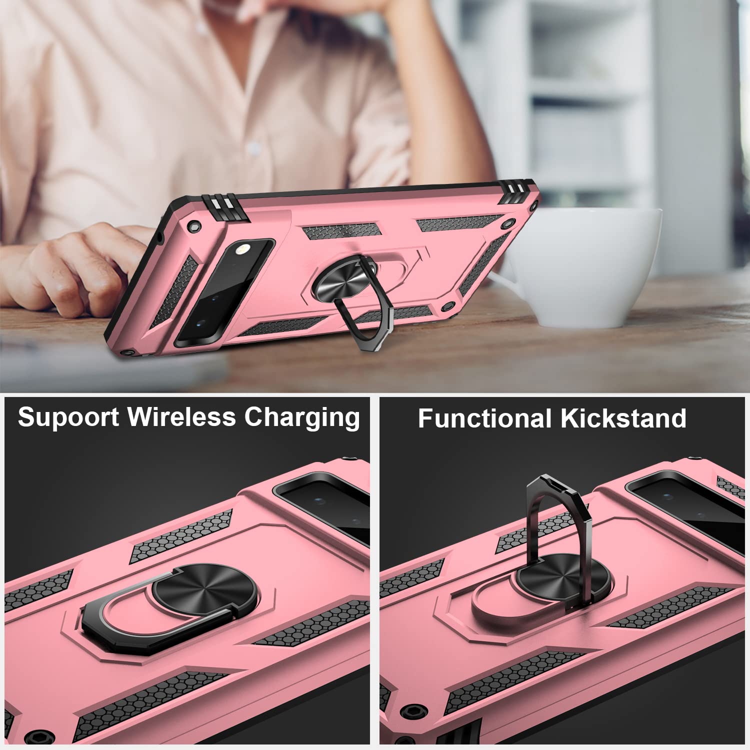 Ikazz Google Pixel 6 Pro Case,Pixel 6 Pro Cover Military Grade Shockproof Heavy Duty Protective Phone Case Pass 16Ft Drop Test W