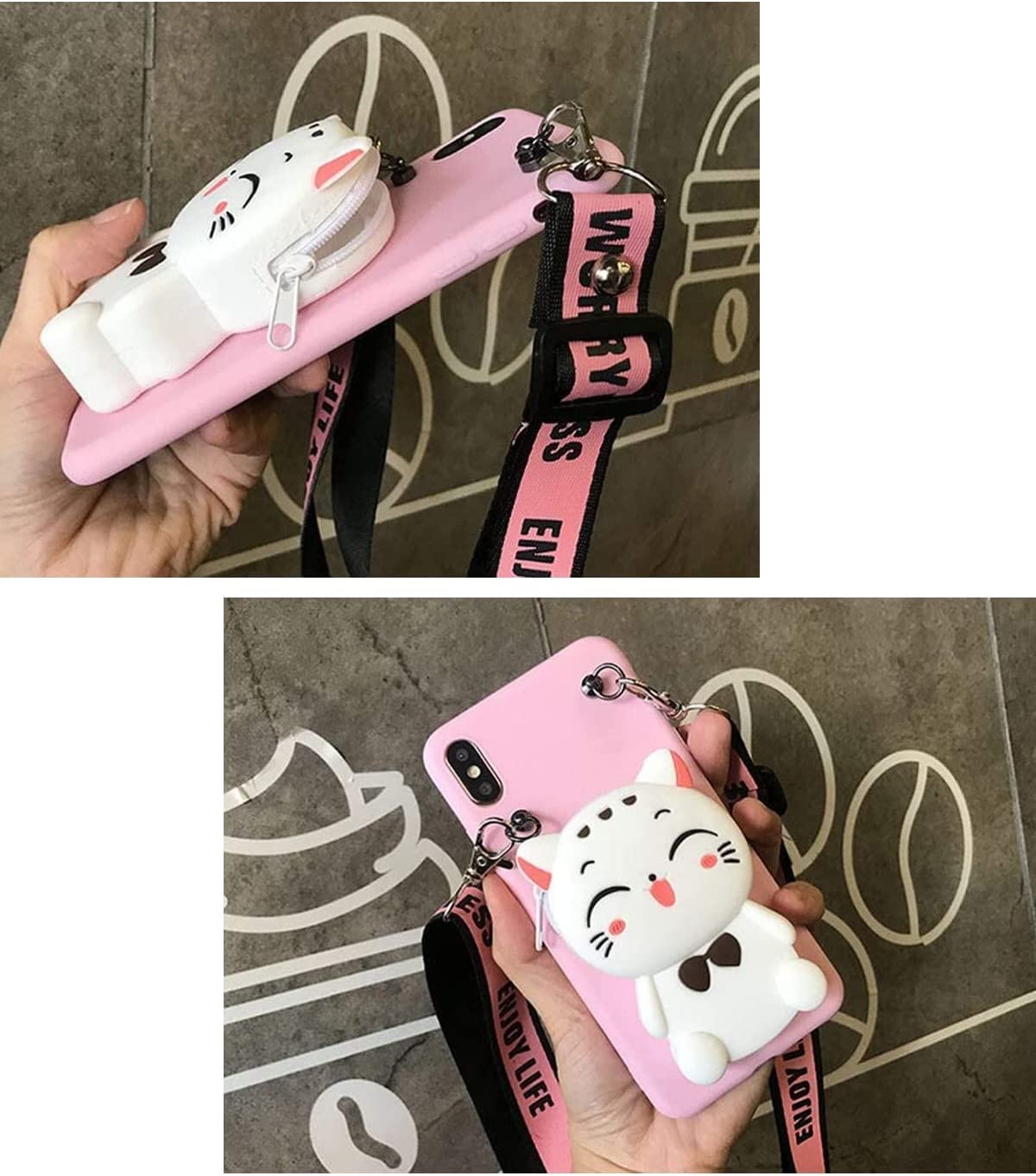 Sgvahy Wallet Case For Iphone 14 Pro Case Cute Iphone Case With Strap Lanyard Coin Purse Funny Phone Case Kawaii Soft Silicone S