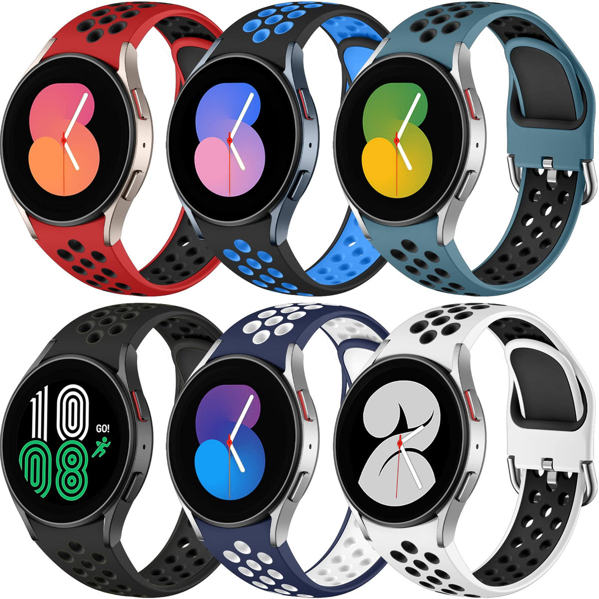 6 Pack No Gap Bands Only Compatible With Samsung Galaxy Watch 6/5/4 Band 40Mm 44M/Watch 6 Classic 43Mm 47Mm/Galaxy Watch 5 Pro 4