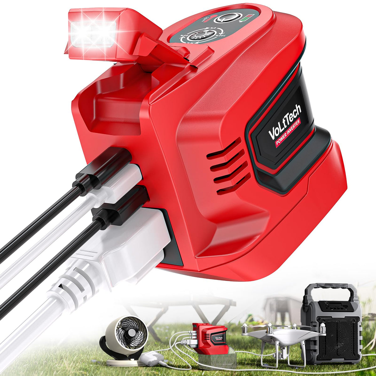 200W Power Inverter For Milwaukee 18V Battery, Volttech Battery Inverter 18V To 110V 120V, Power Station Usb Charger Adapter Pow