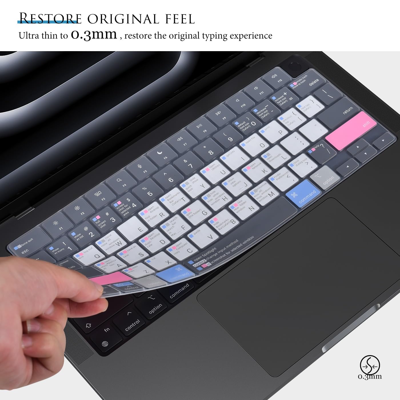 Shortcuts Hotkey Keyboard Cover For 2023 2021 Macbook Pro 14 Inch A2992 A2918 A2779 A2442 With M3 M1 Pro/Max,Macbook Pro 16 Inch